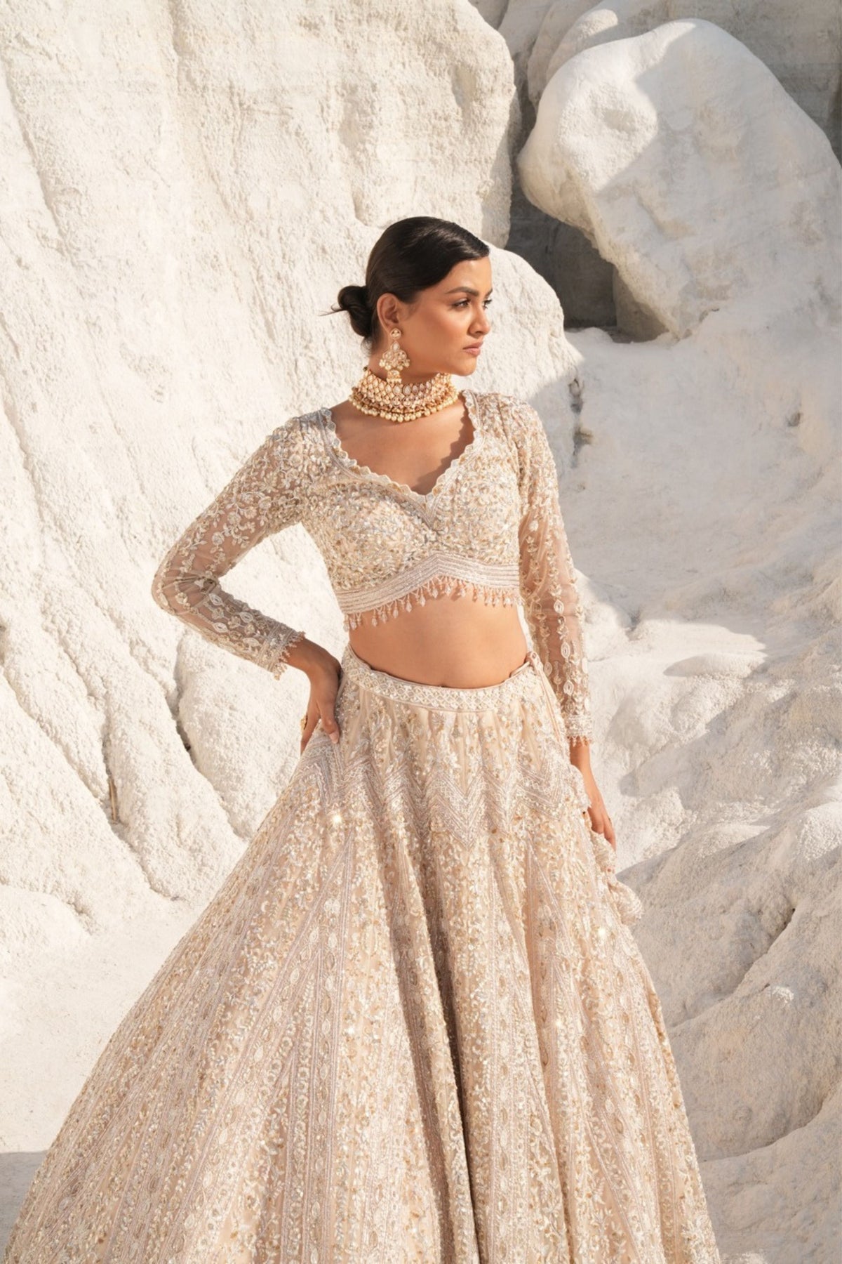 Ivory Gold Embellished Lehenga Set