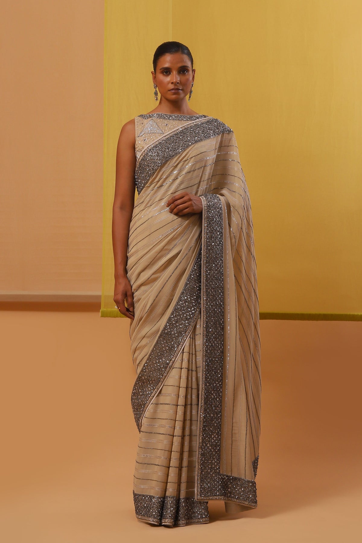 Beige Sidra Saree Set