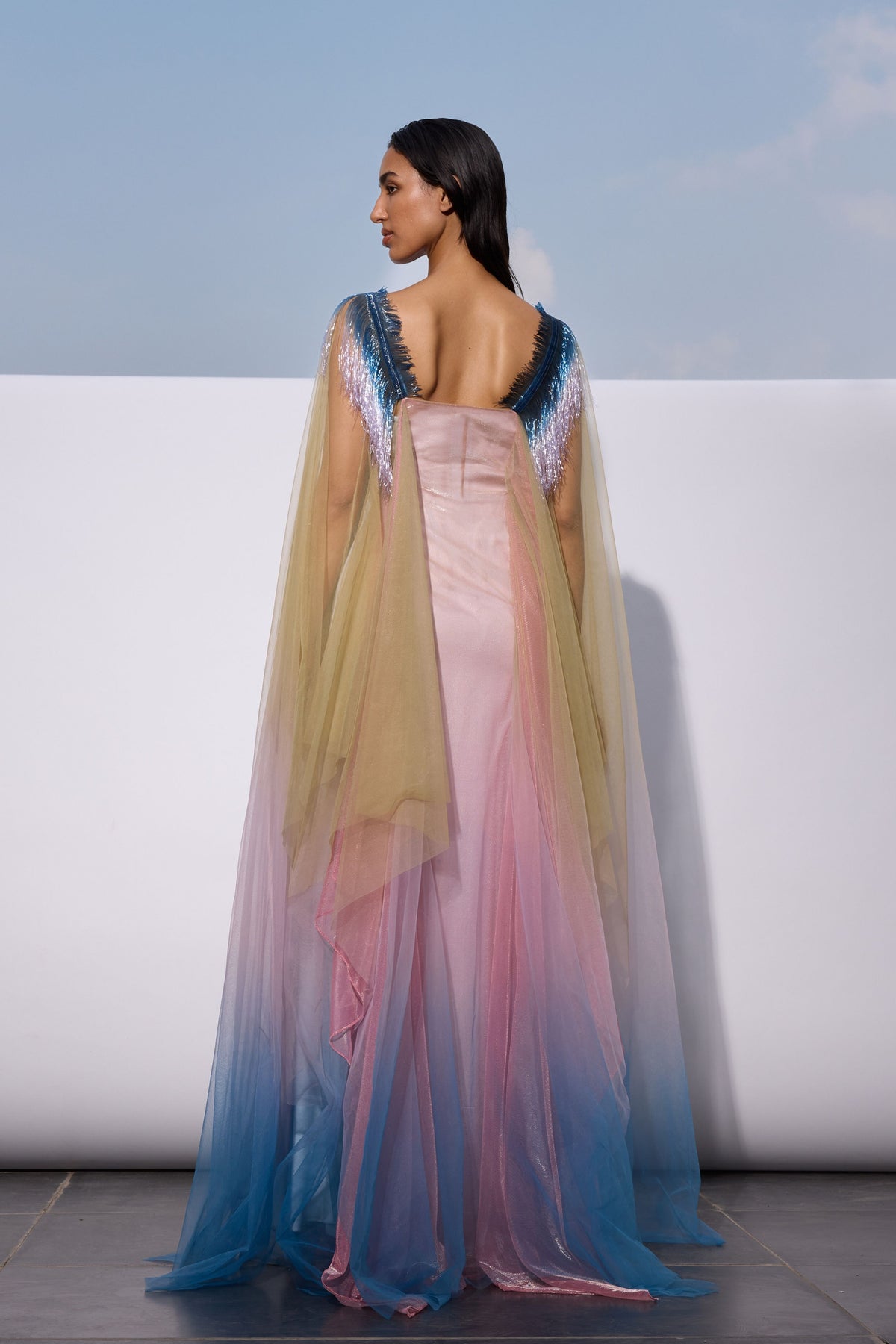 Glass Yoke Tulle Kaftan