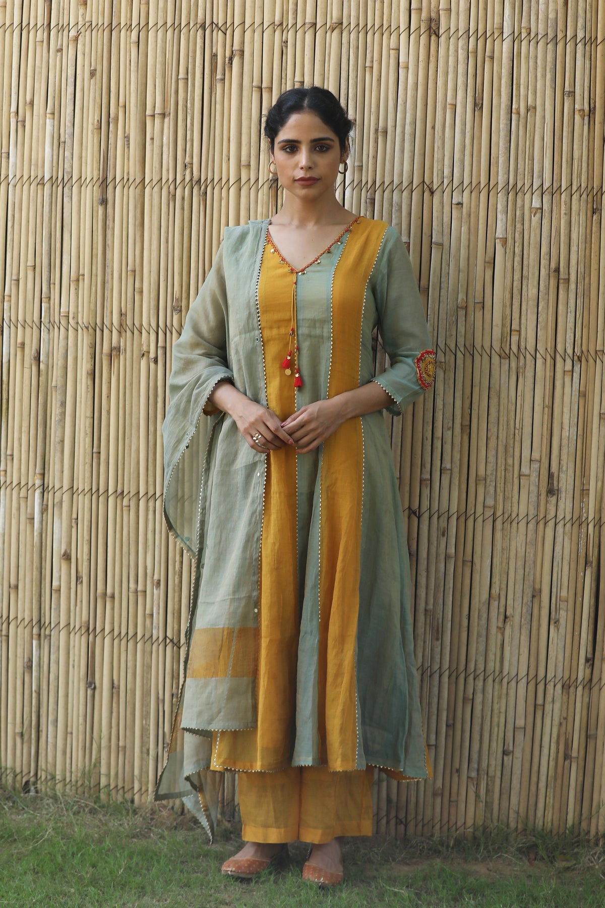 Blue And Yellow Kurta Set