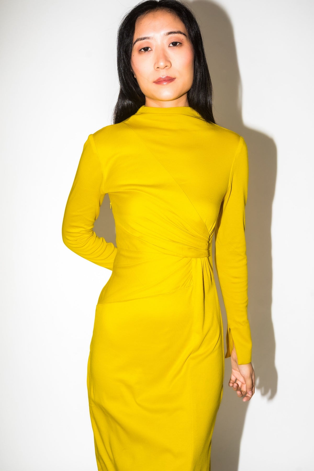 Luminous Draped Yellow Dress