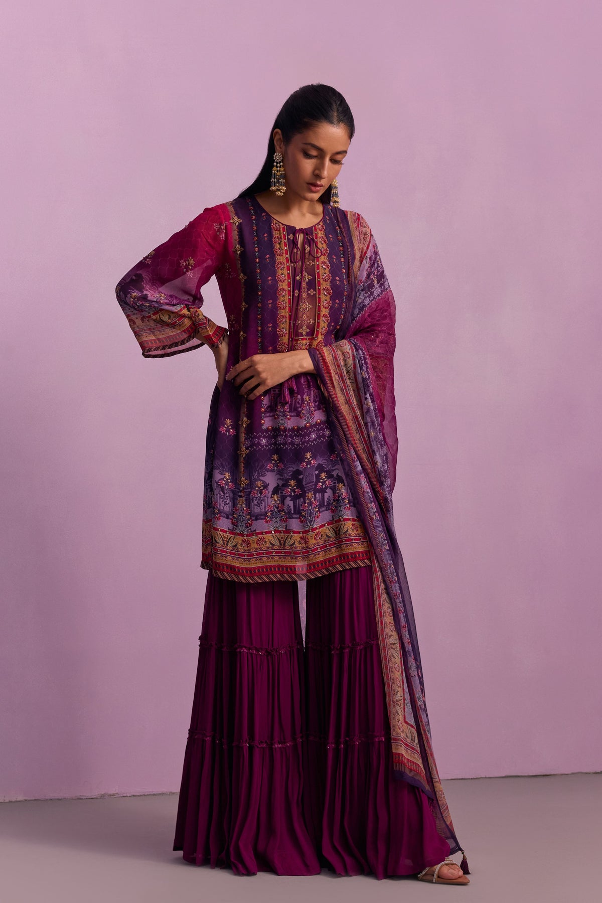 Purple Afreen Gharara Set