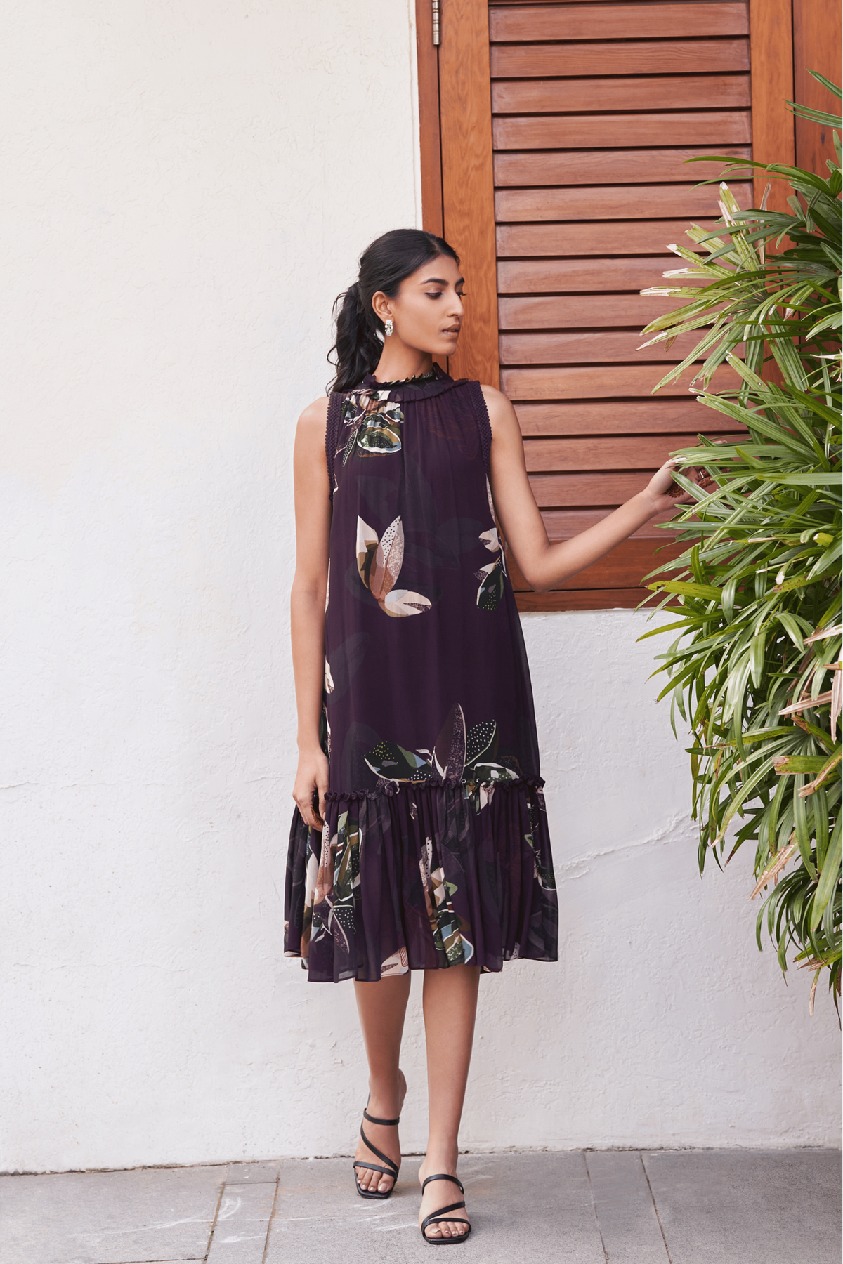 Botanical Leaf Tiered Dress