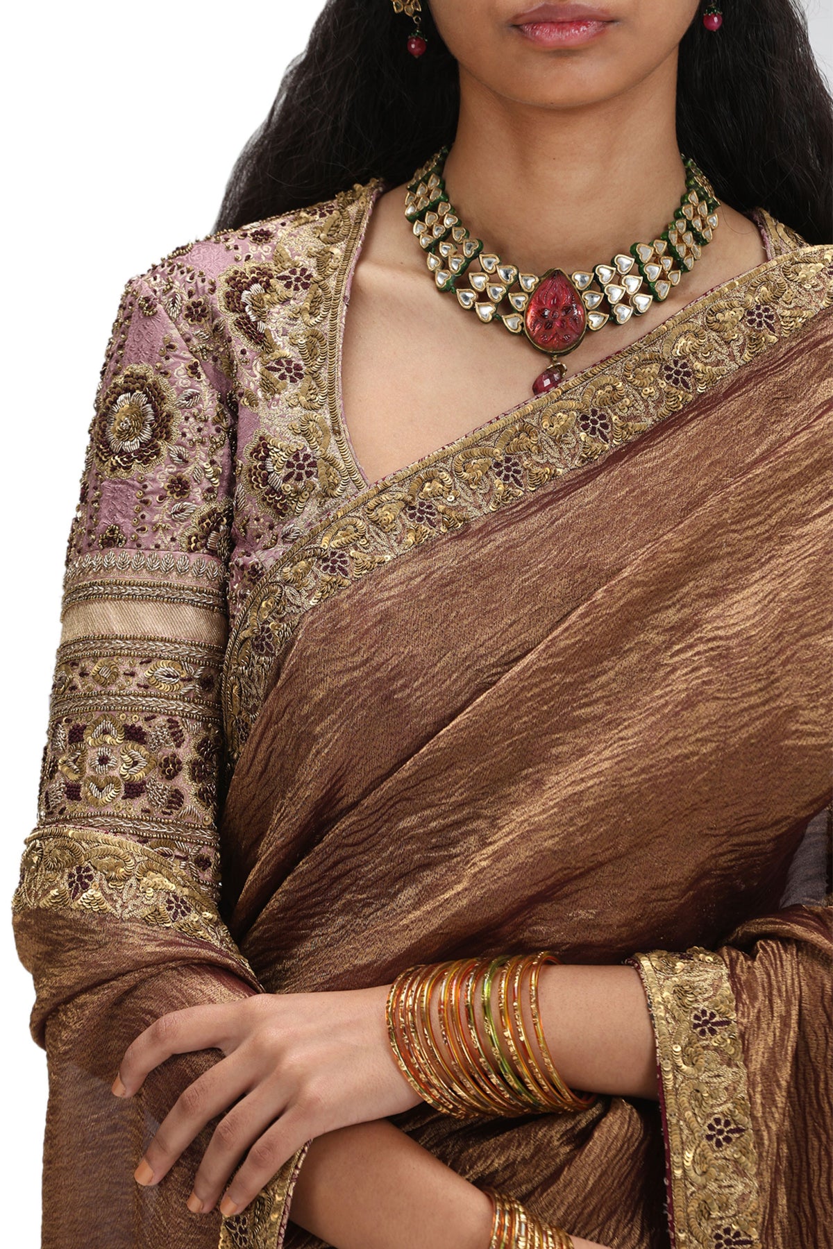 Sukhada Garnet Saree Set