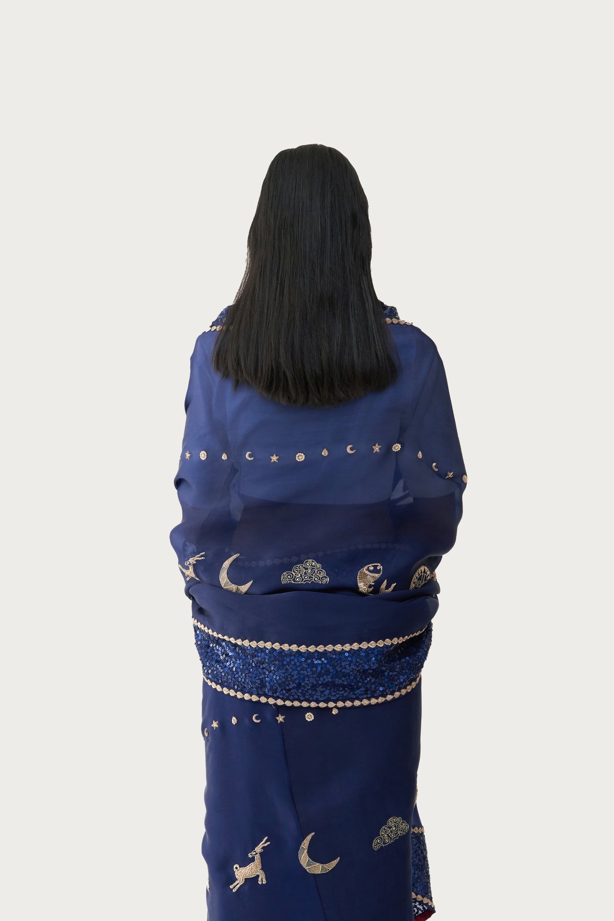 Cosmic sapphire saree