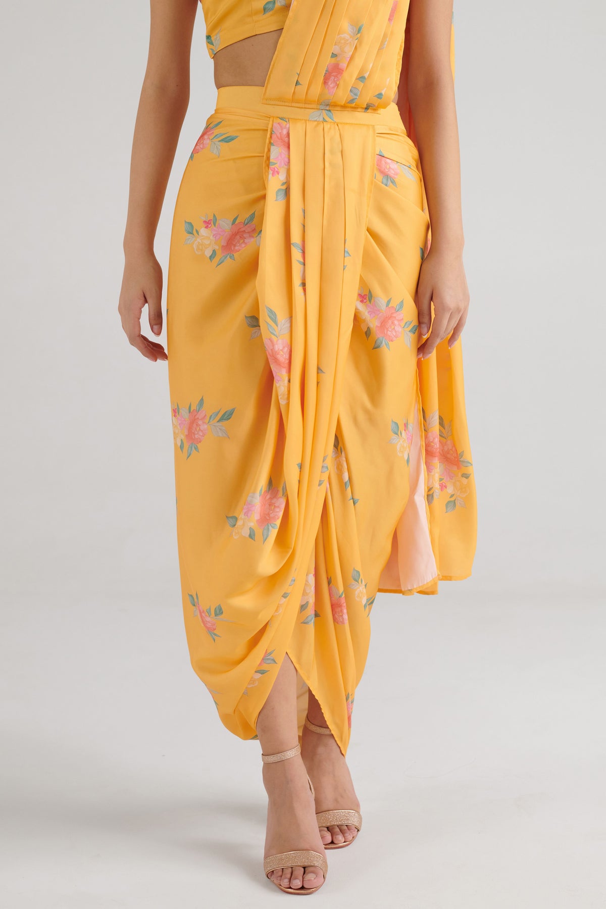 Amber Yellow Lungi Saree Set