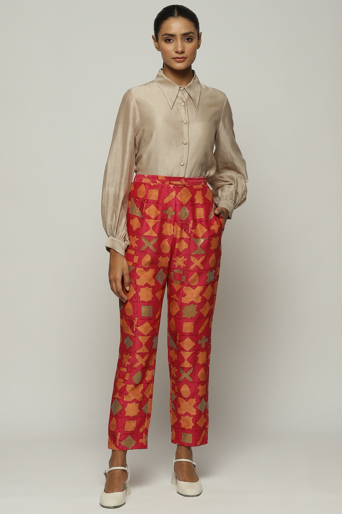 Symbol Print And Sequins Trouser