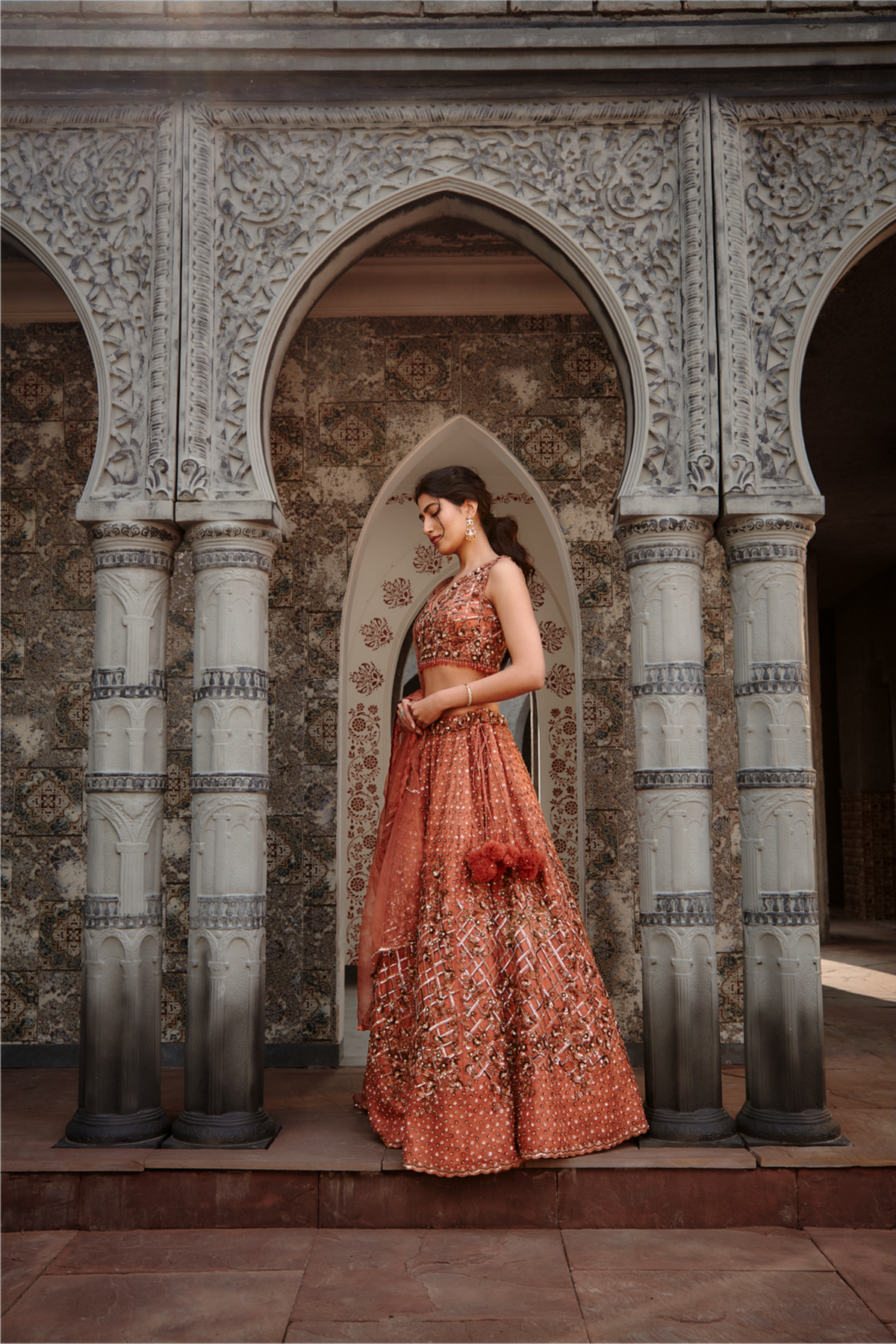 Copper Lehenga Choli Set