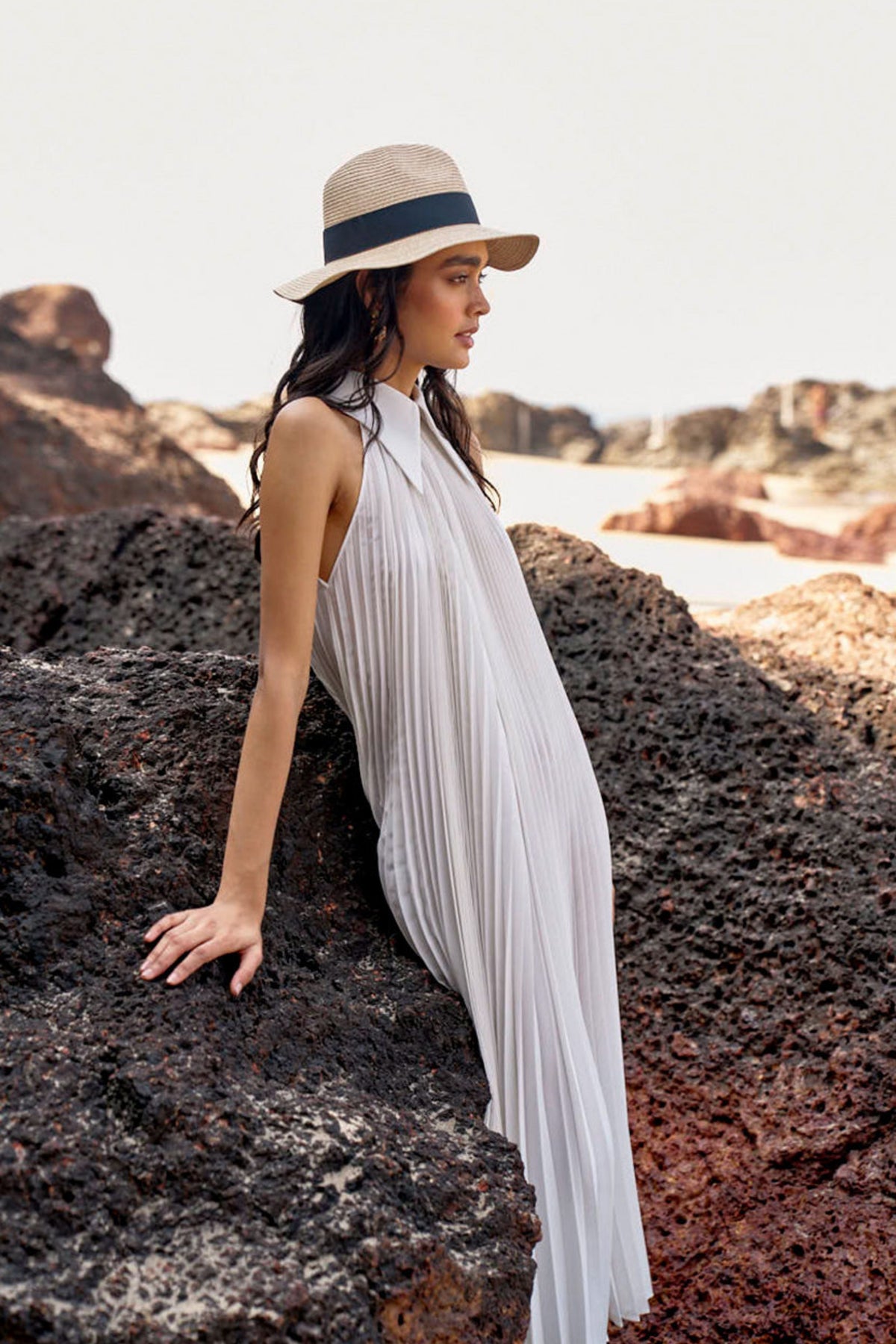 White Pleated Dress