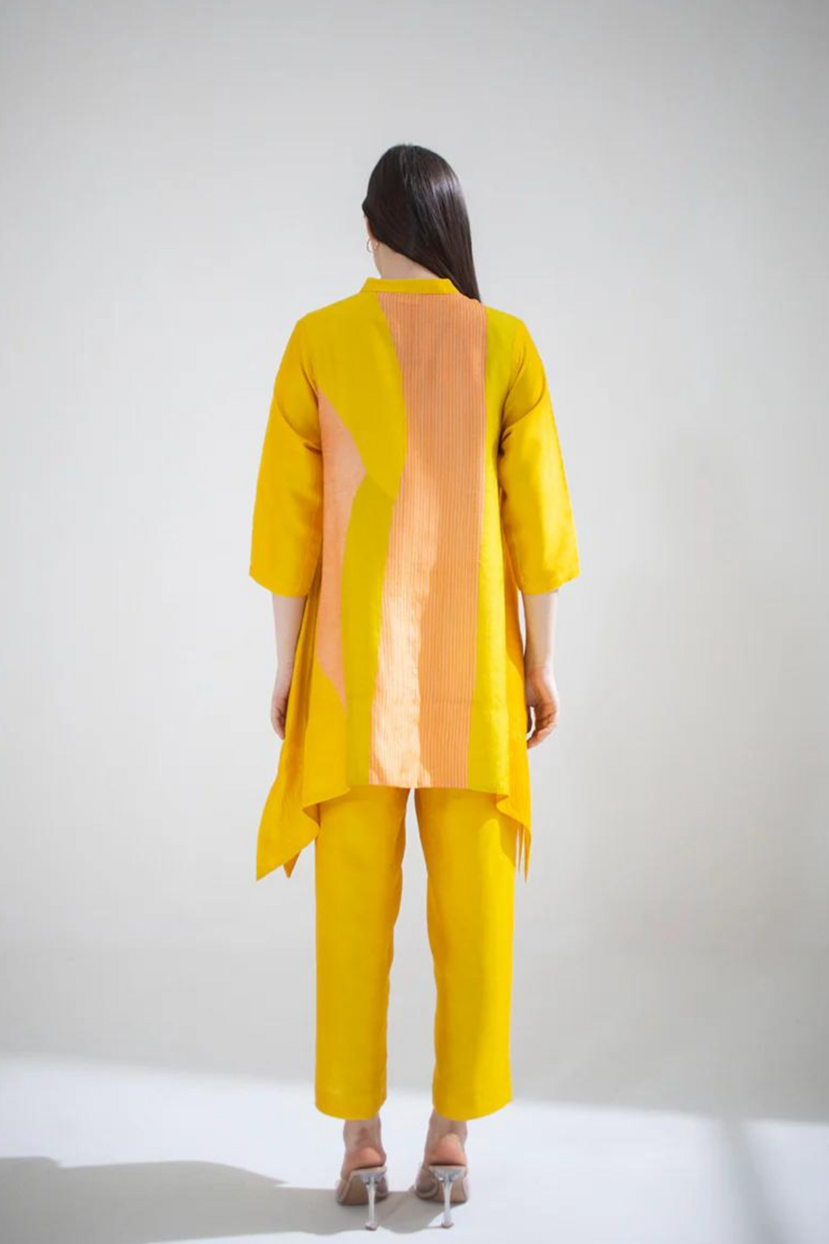 Sunset Yellow Geometric Abstract  Tunics Set