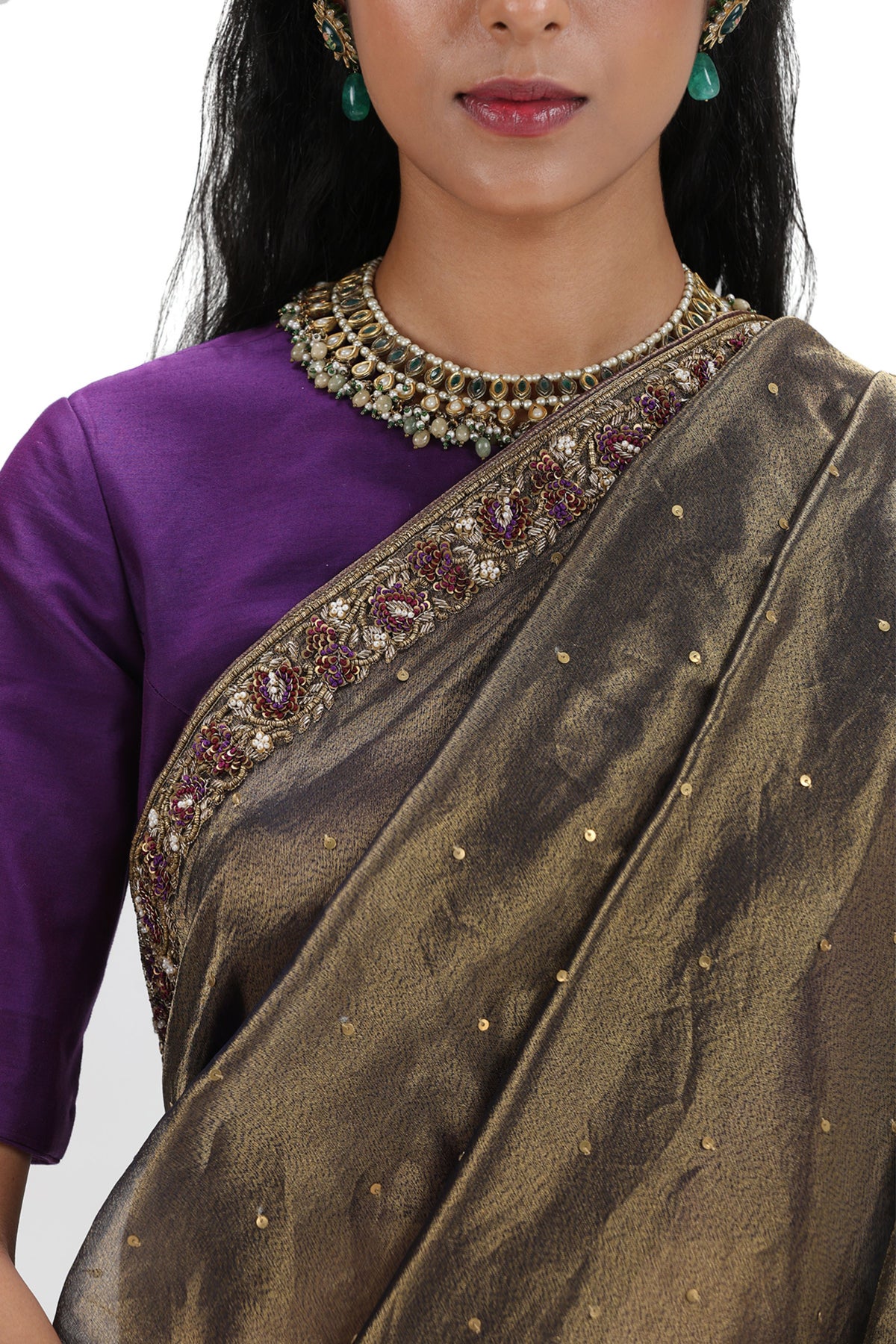 Jagadisvari Grey Saree Set