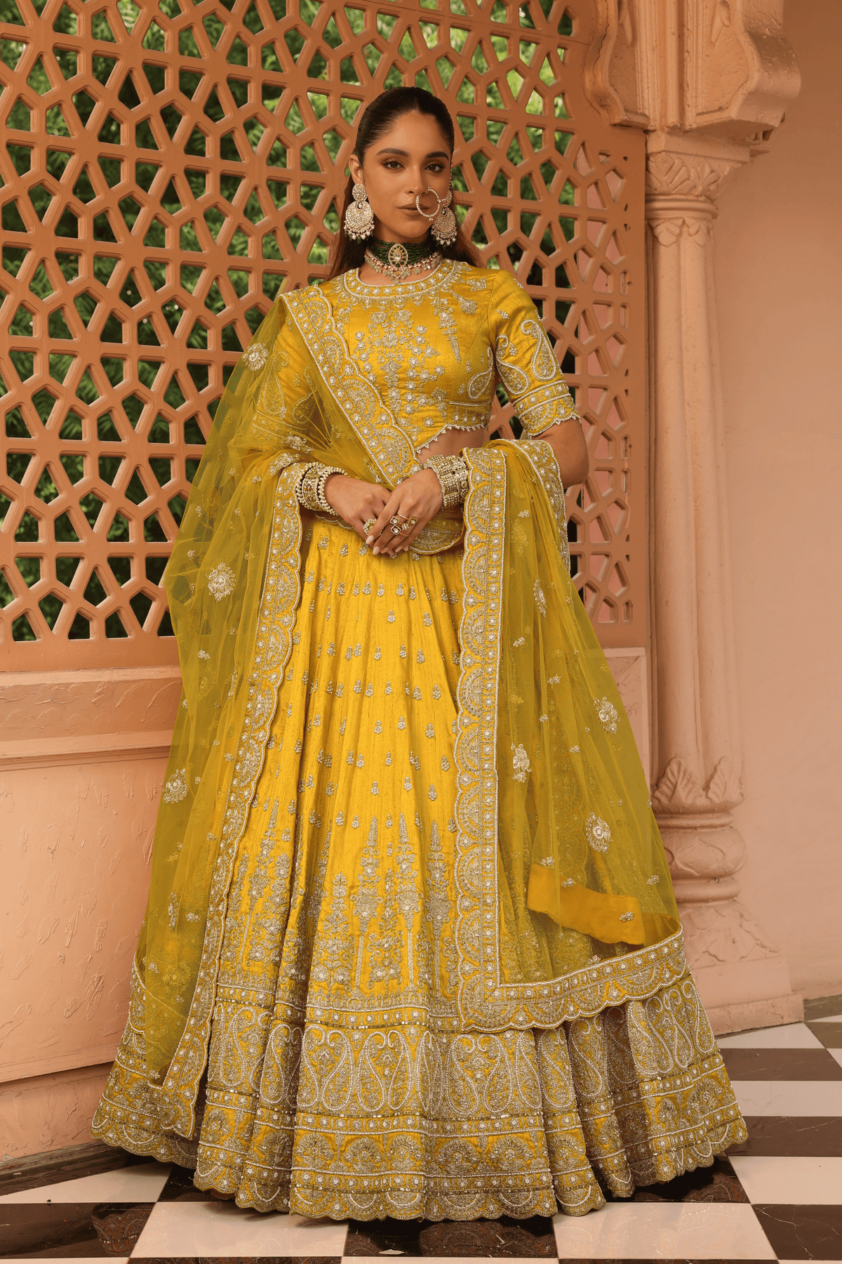 Uzma Mustard Lehenga Set