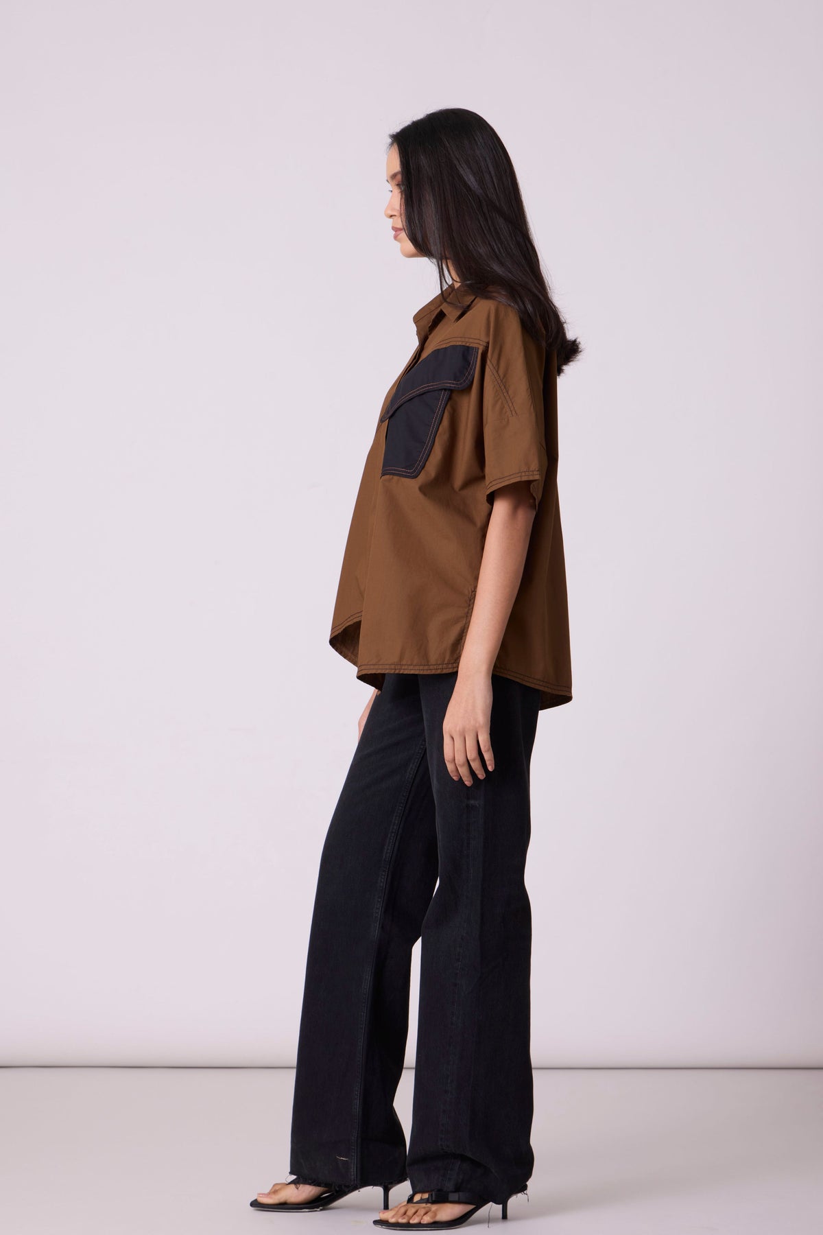 Andrea Olive Brown Shirt