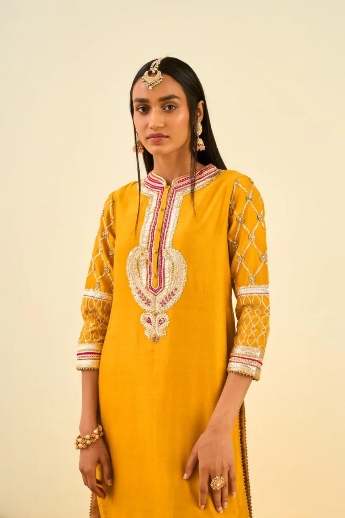 Aminah glaze mustard kurta set