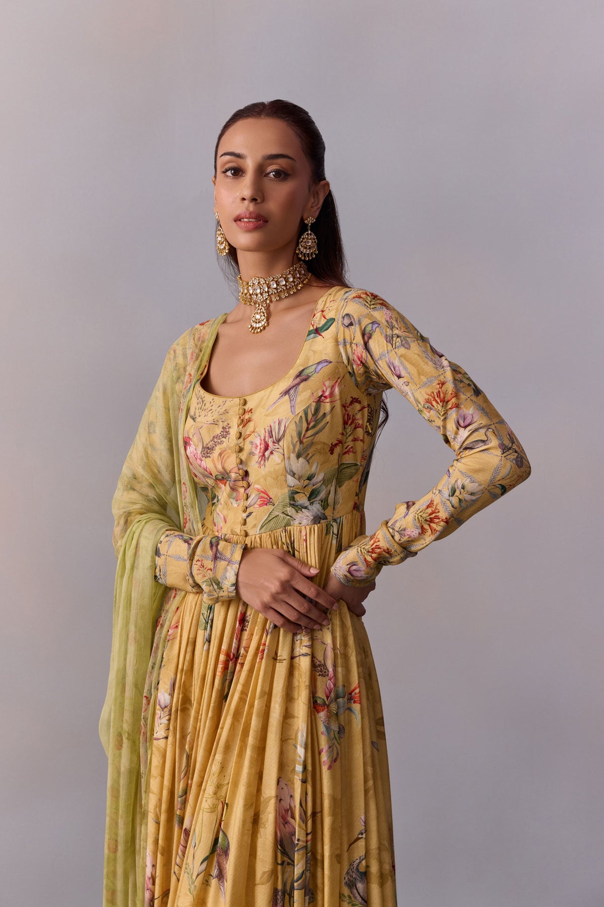 Lemon Yellow Pavika Anarkali Set