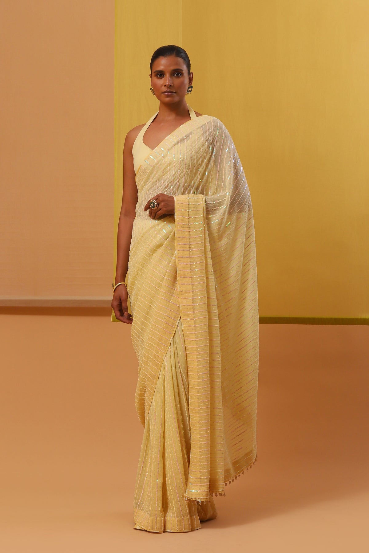 Yellow Narwa Saree Set