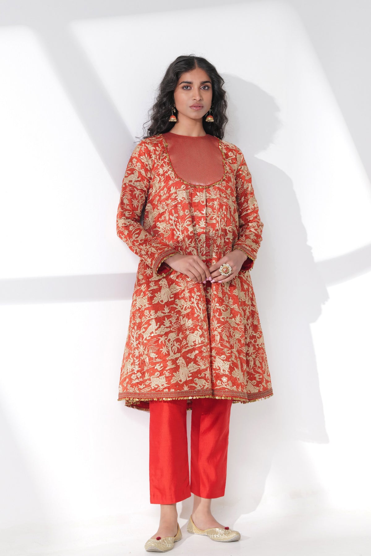 Red Embroidery Kurta