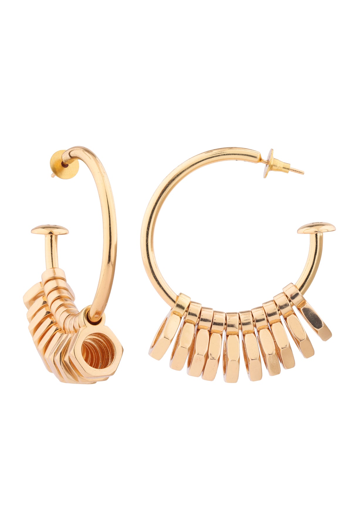 Golden Locknut Hoops Earring