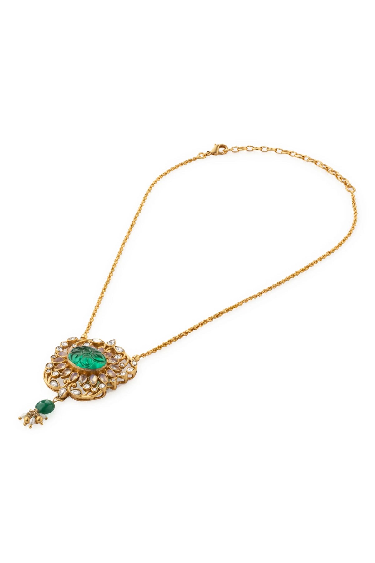 Gulmohar Mini Floralia Necklace Green