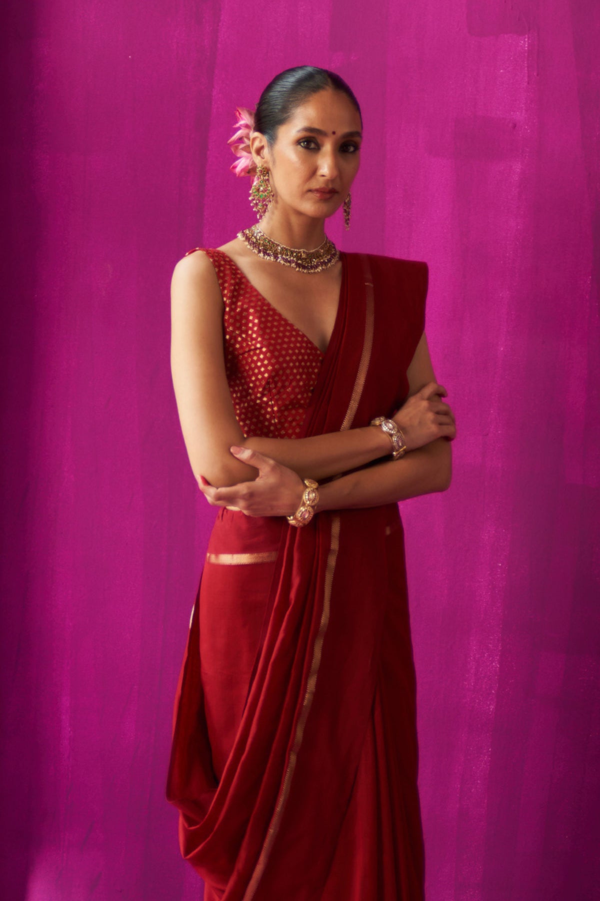 Heena Maroon Saree