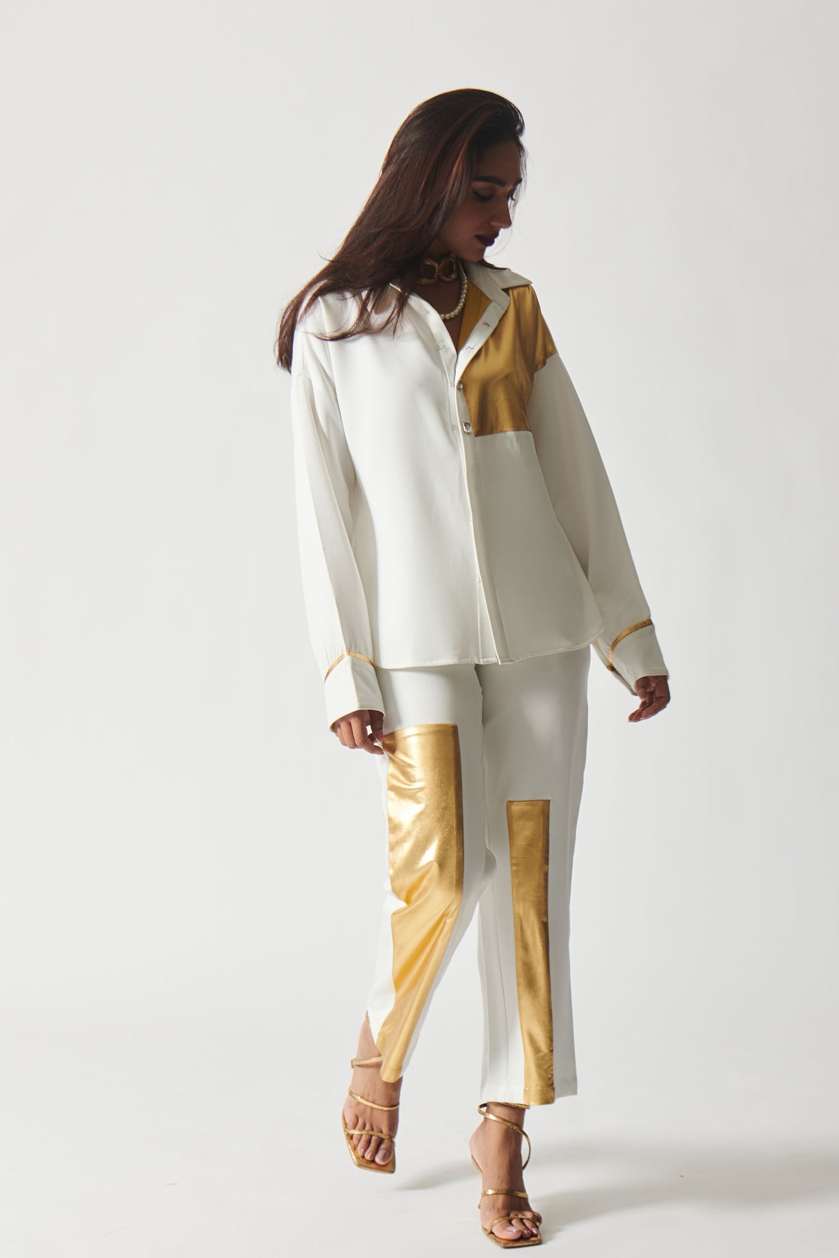 Luxe Gold and White Pant