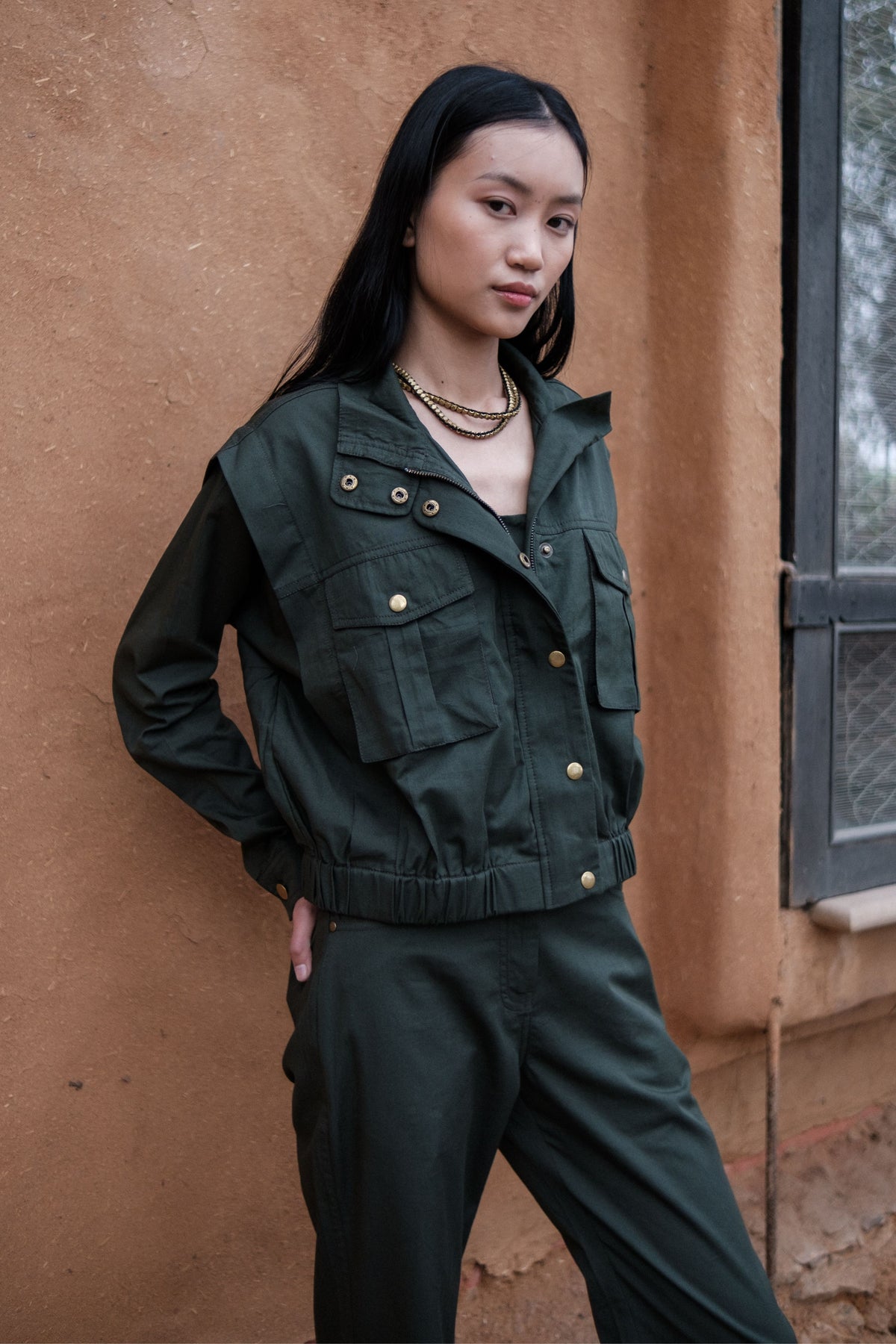 Deep Green Sheldon Cropped Jacket