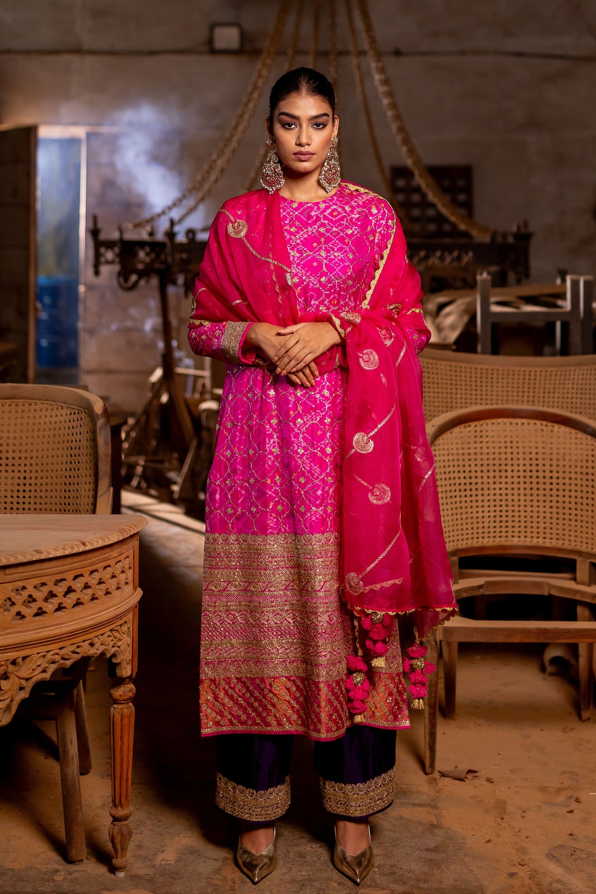 Pink Organza Dupatta