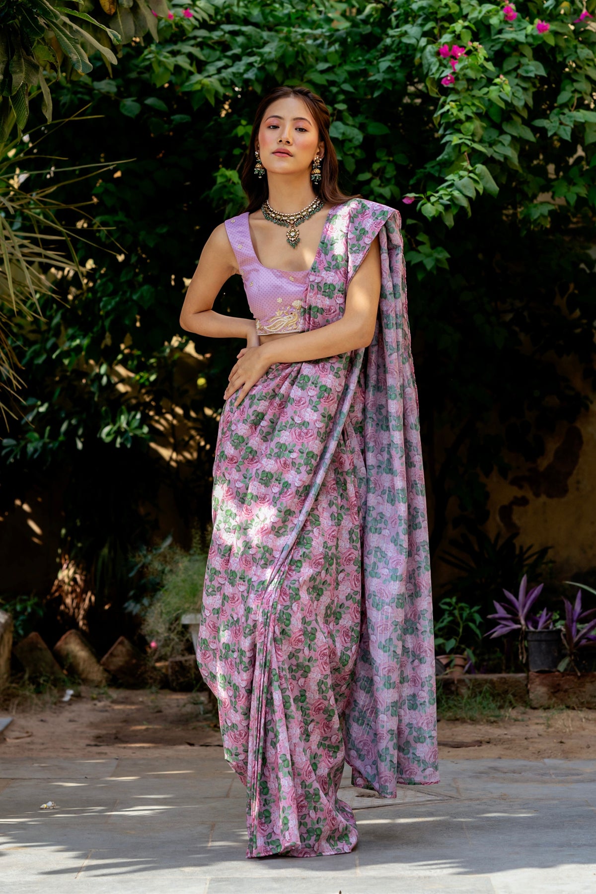 Kobi Pink Concept Saree Set