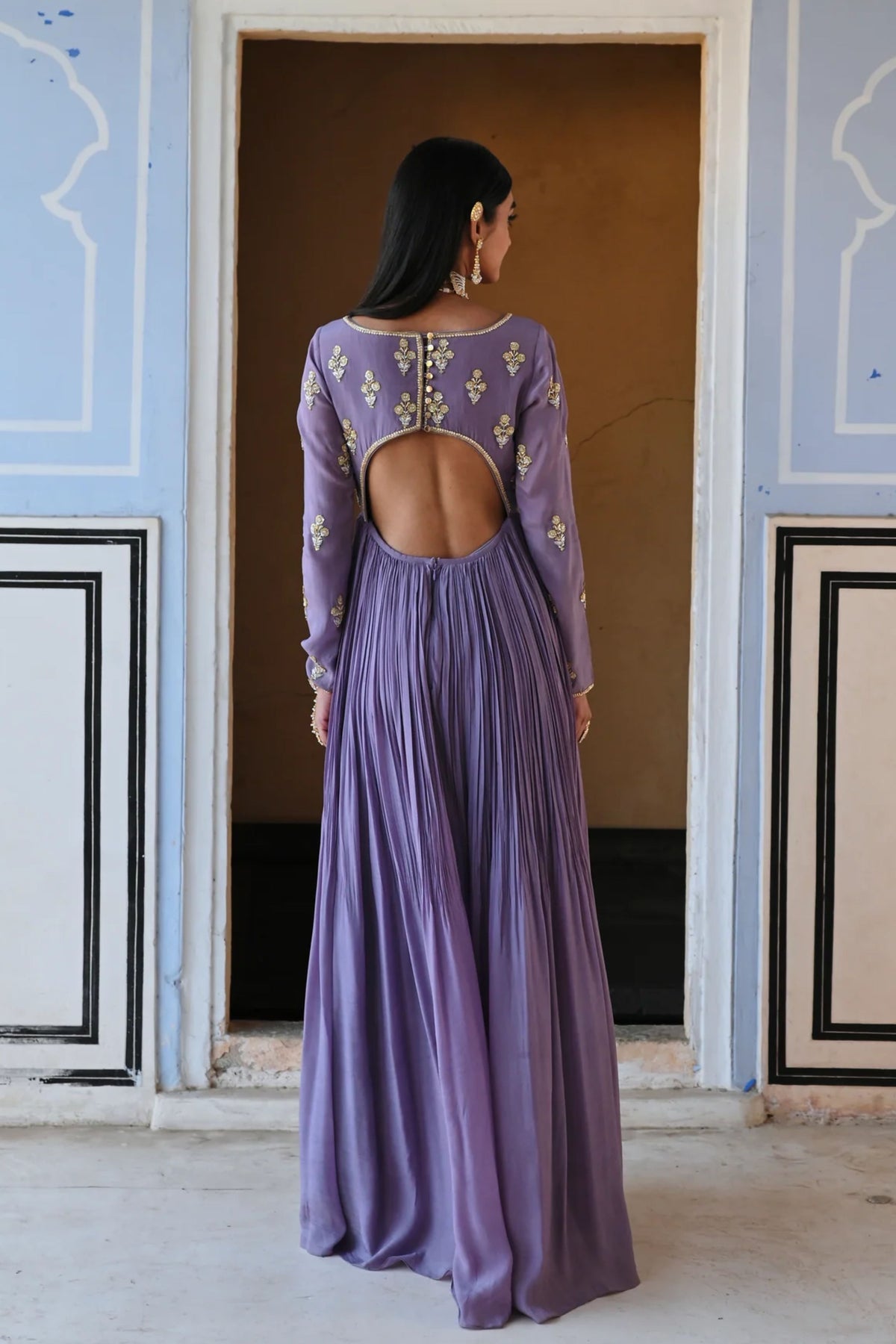 Lilac Embroidered Anarkali Set