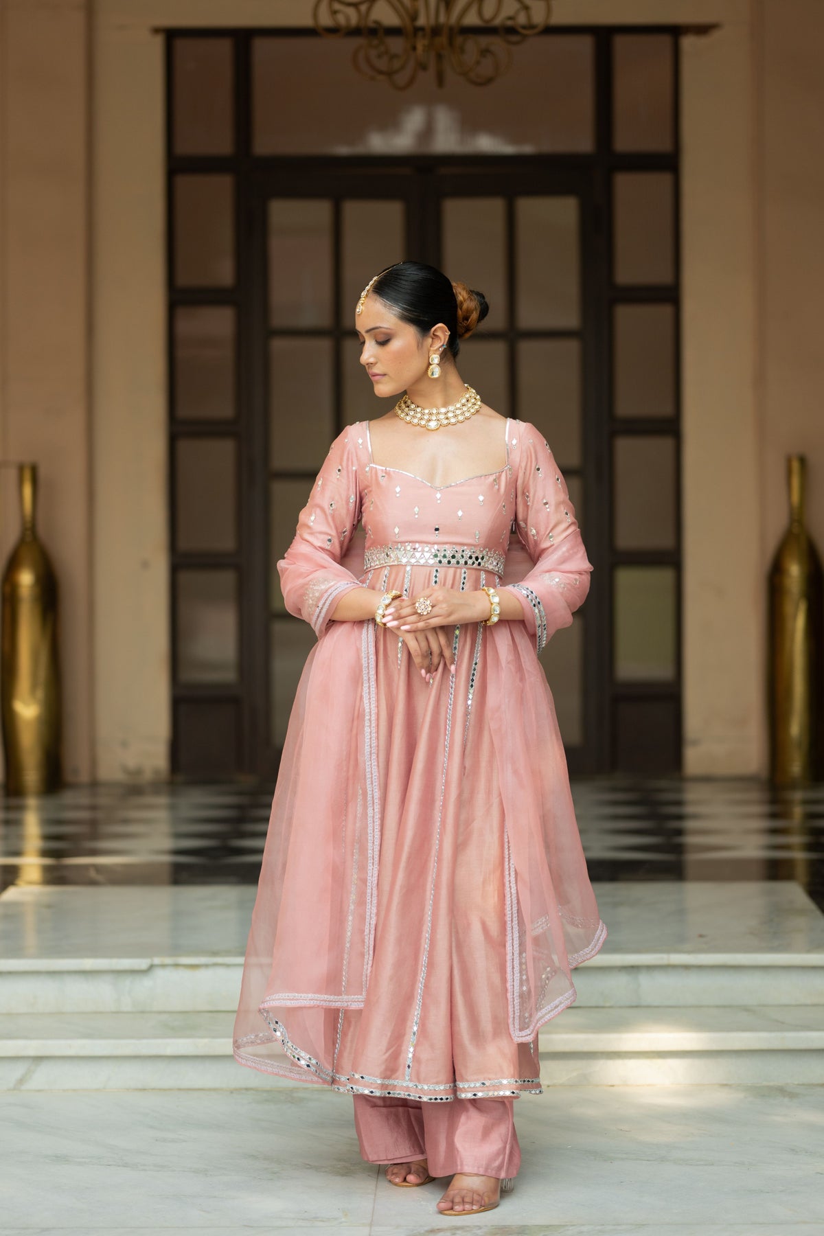 Onion Pink Anarkali Set