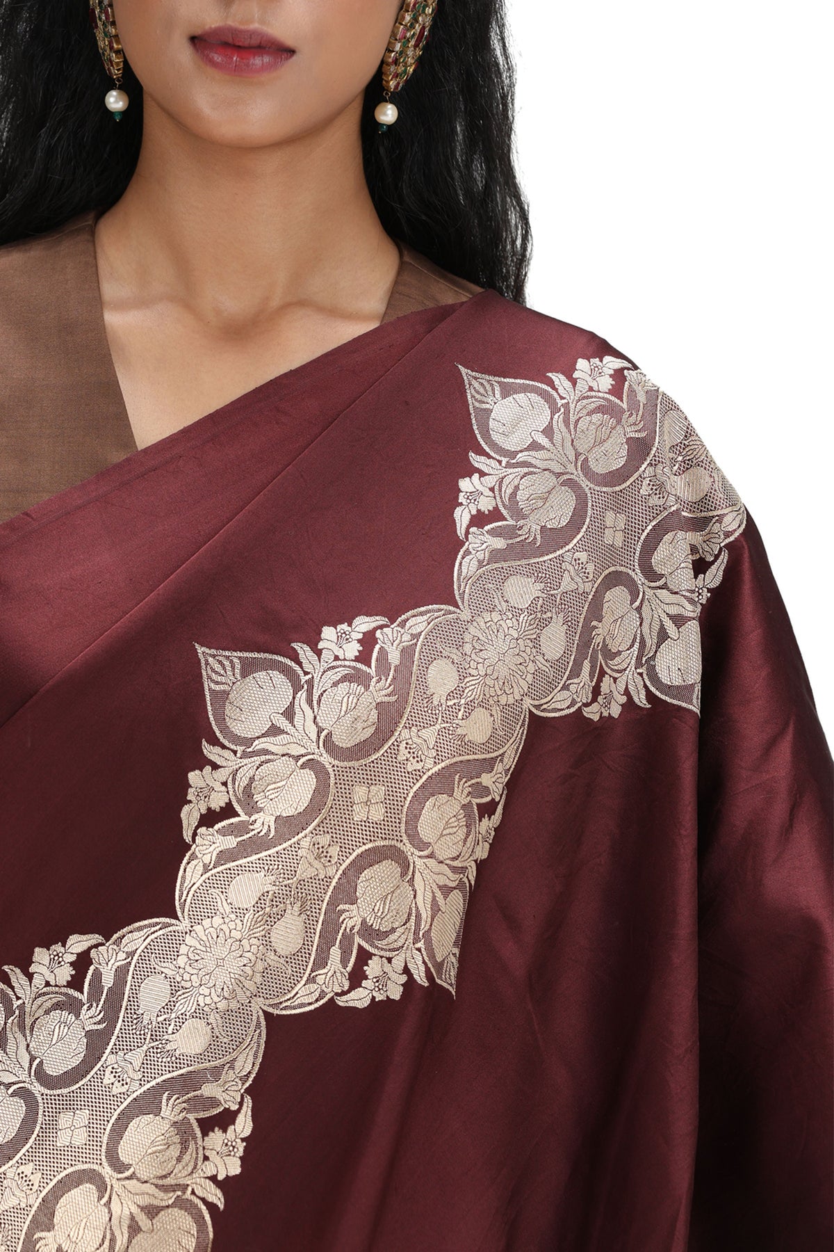 Jyestha Burgundy Saree Set