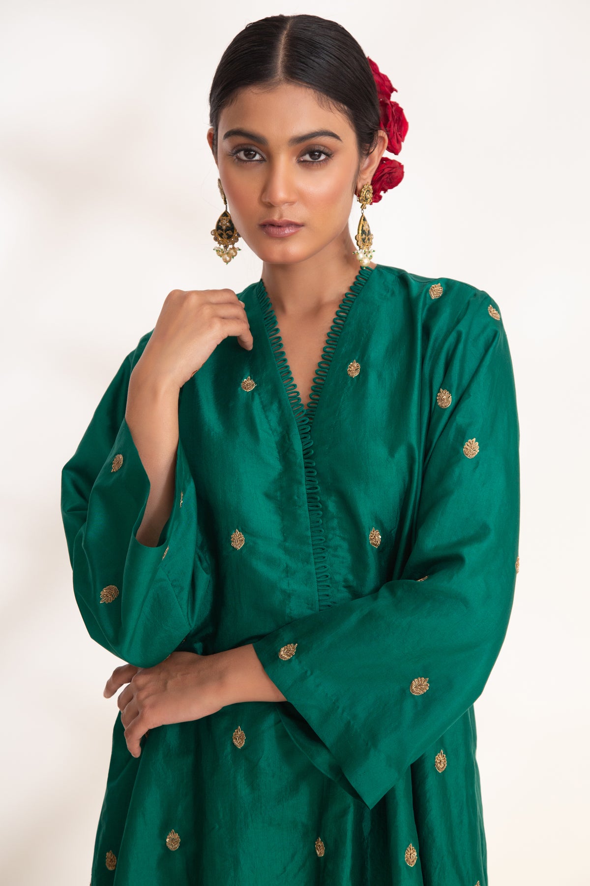 Emerald Green Ojal Tunic Set