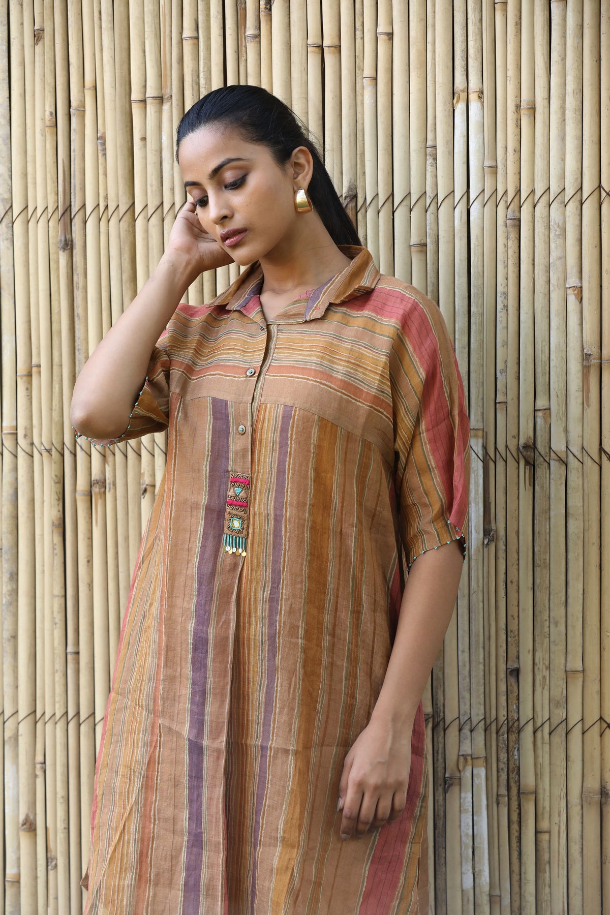 Chikoo Gold Shirt Tunic Set