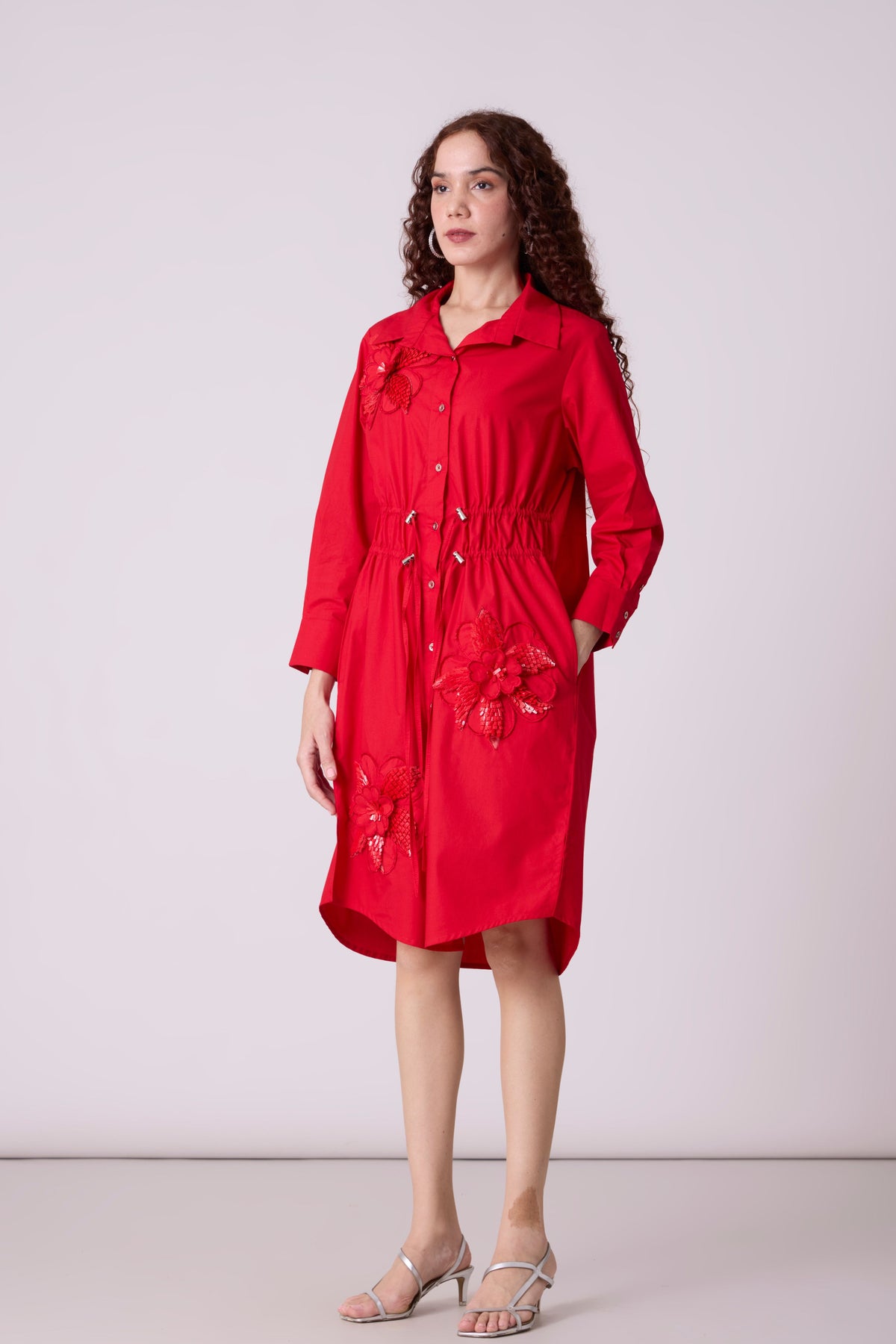 Miles Applique Paprika Red Dress