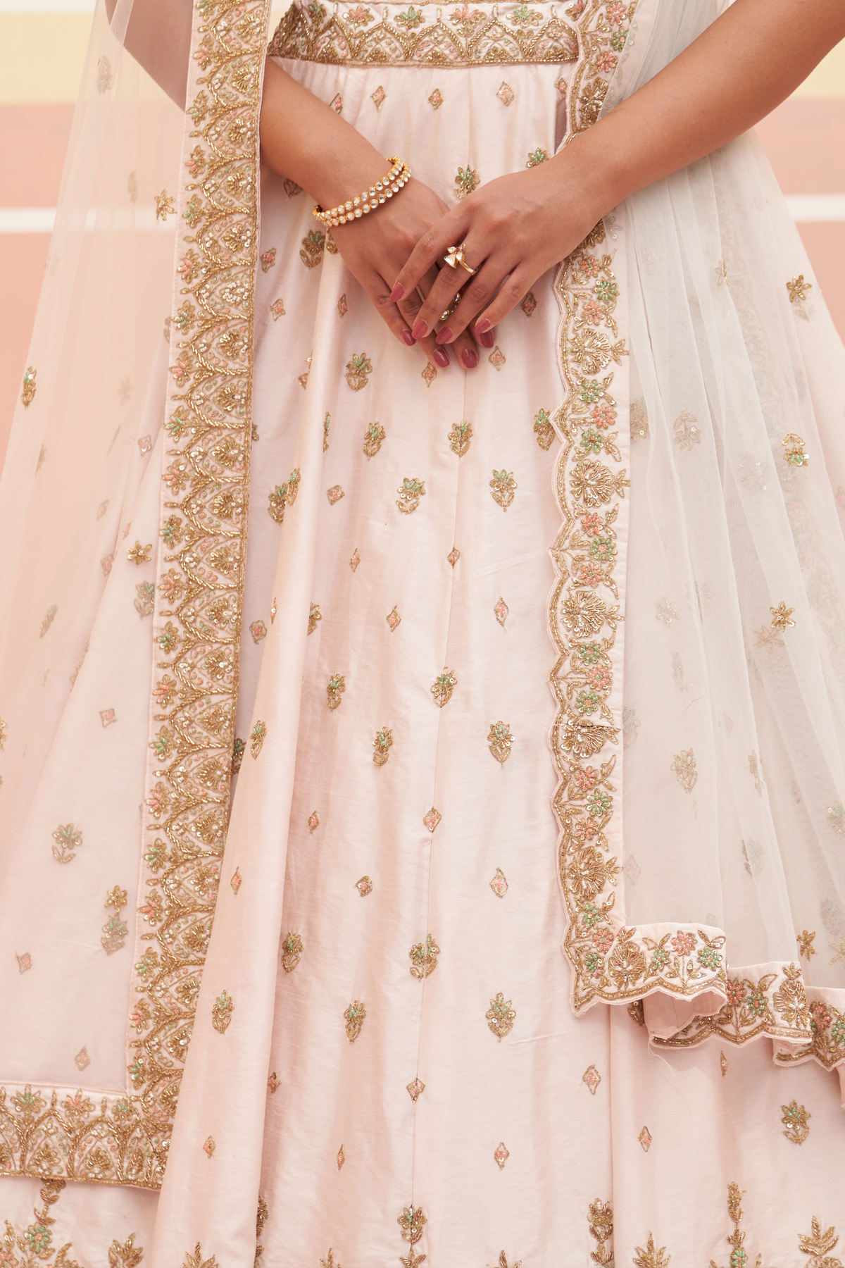 Blush Pink Raw Silk Lehenga Set