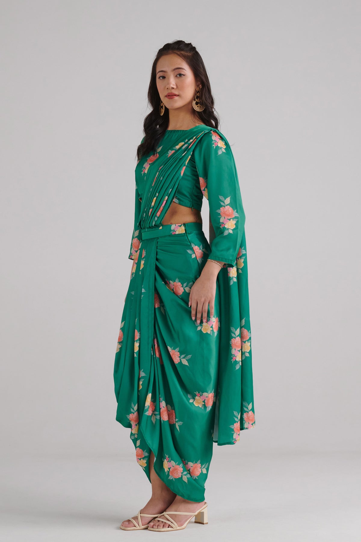 Jade Green Lungi Saree Set