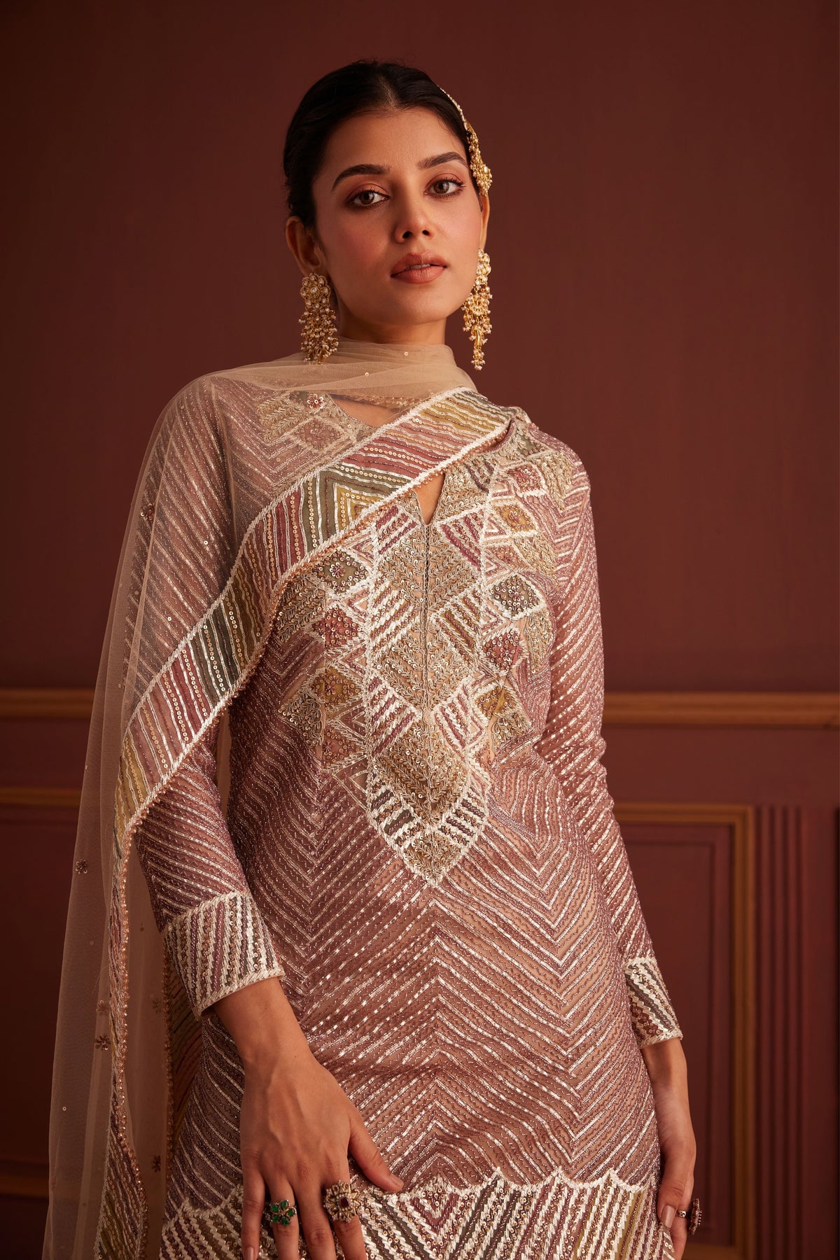 Multi-colored Cutdana Embellished Sharara