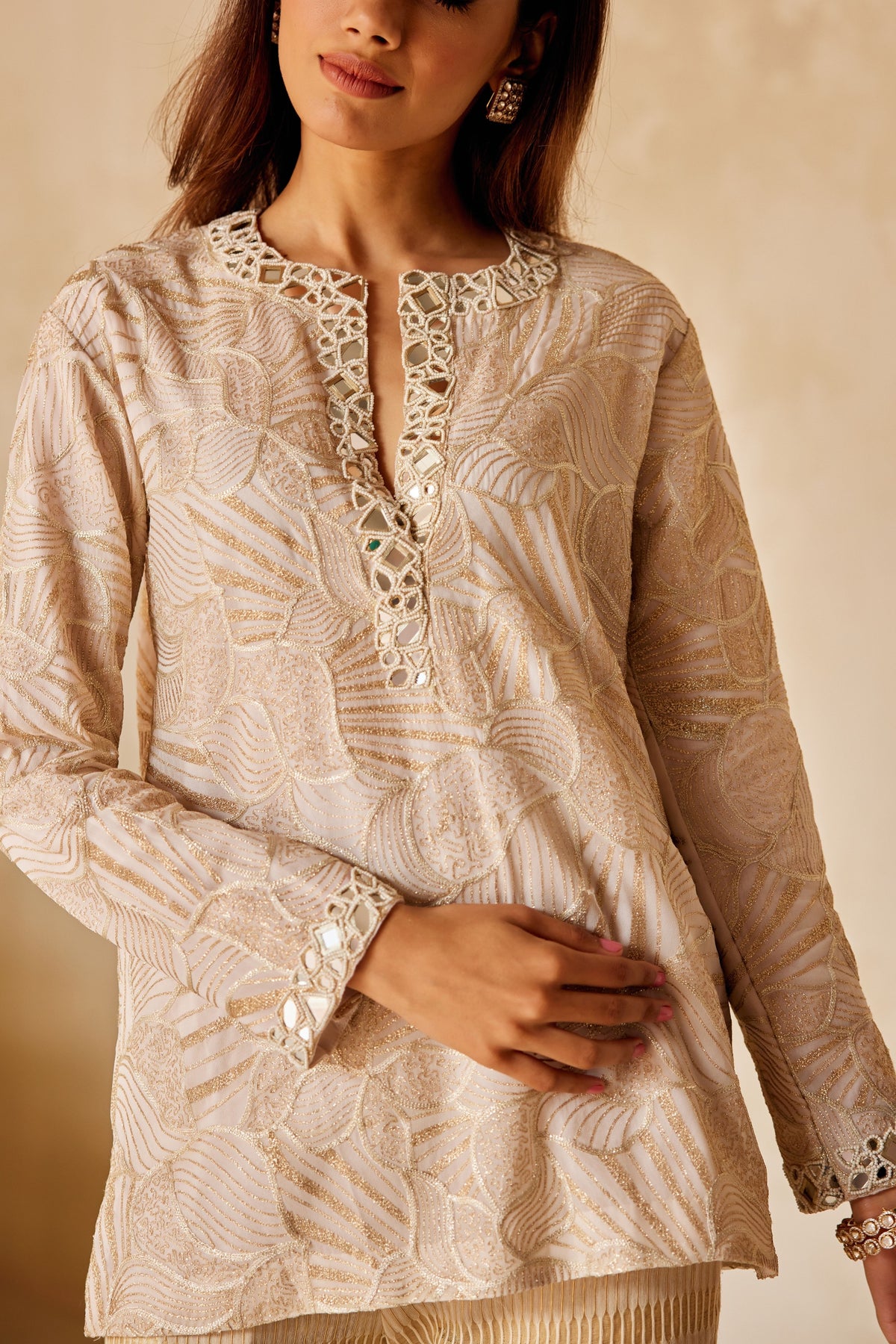 Mirrorwork Tunic in Beige