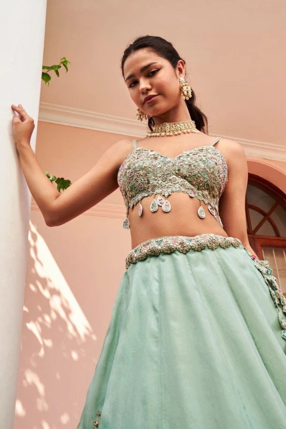 Cadet Blue Lehenga Set