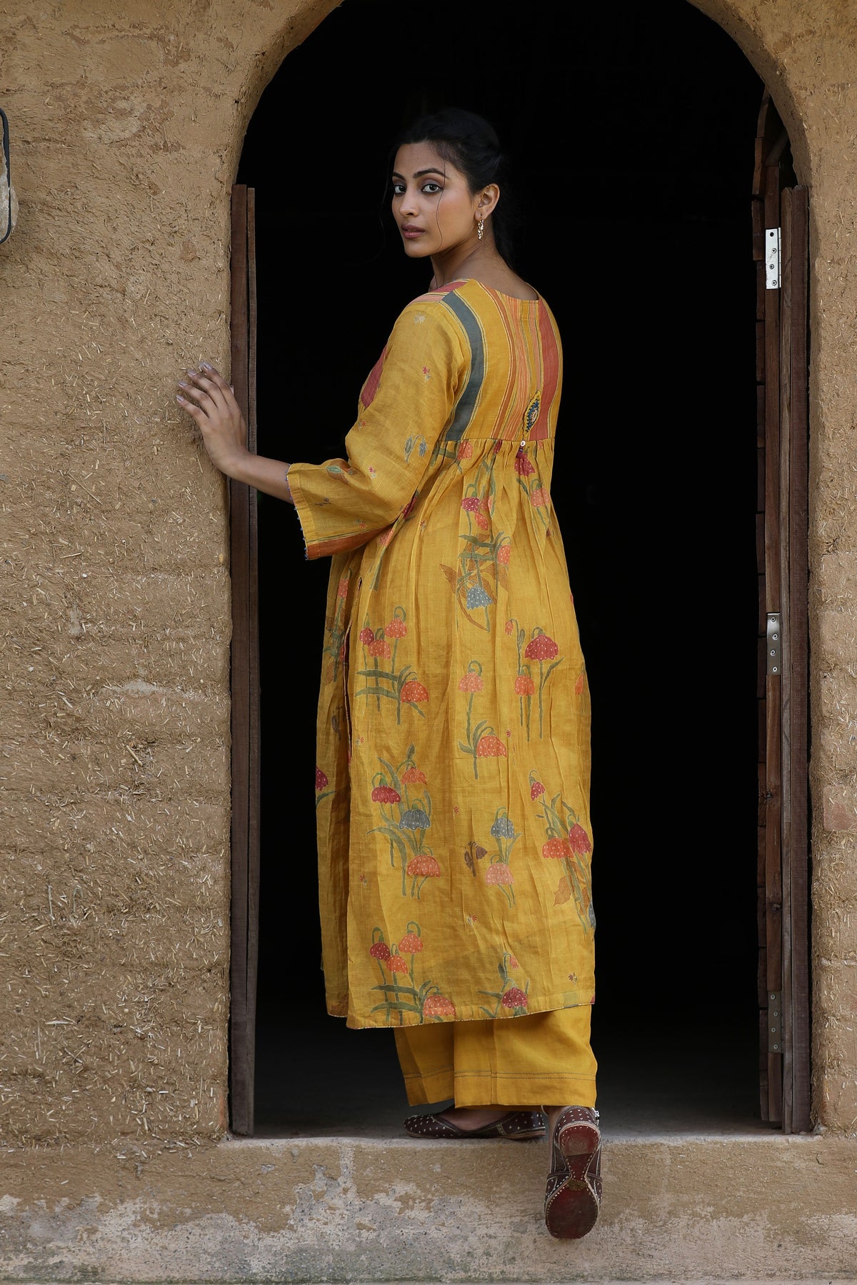 Yellow Floral Print Tunic Set