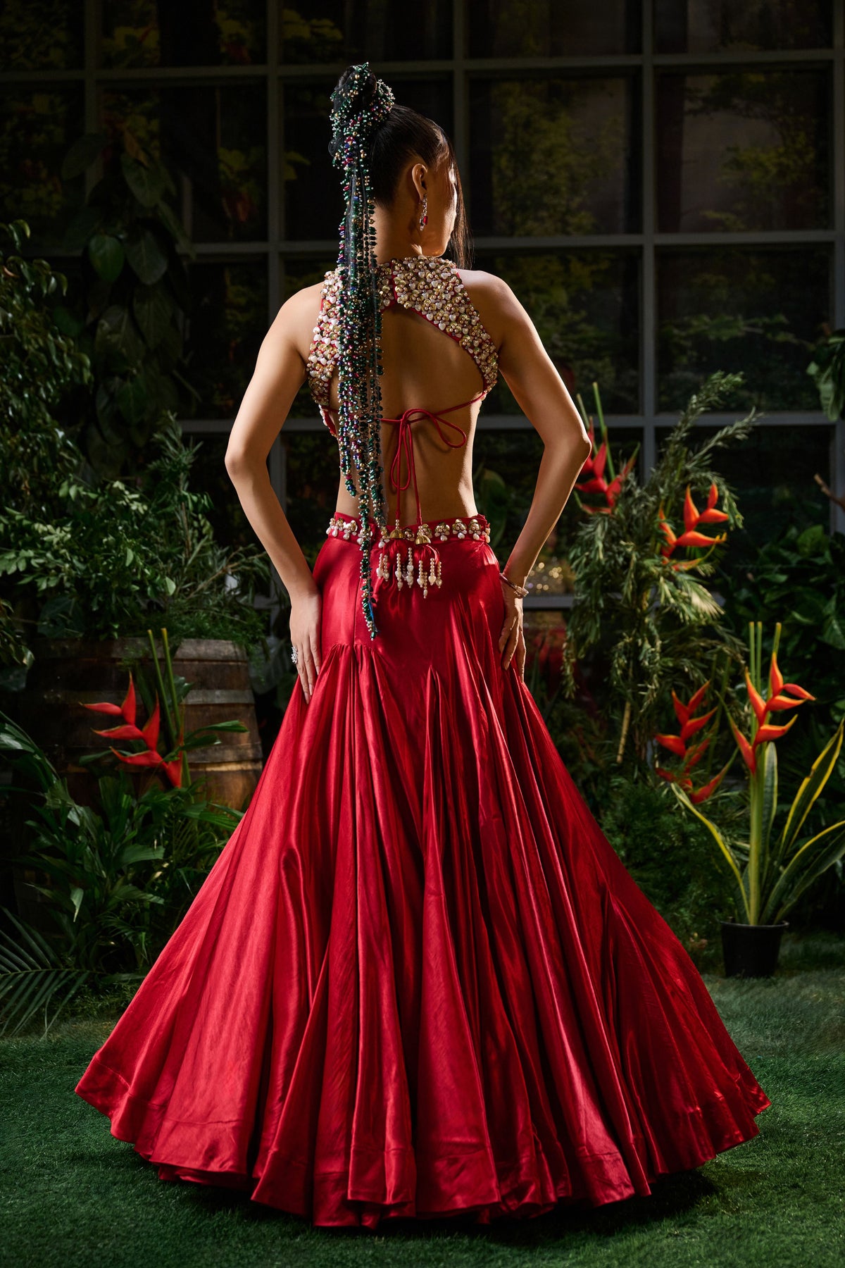 Red Modern Twist Lehenga