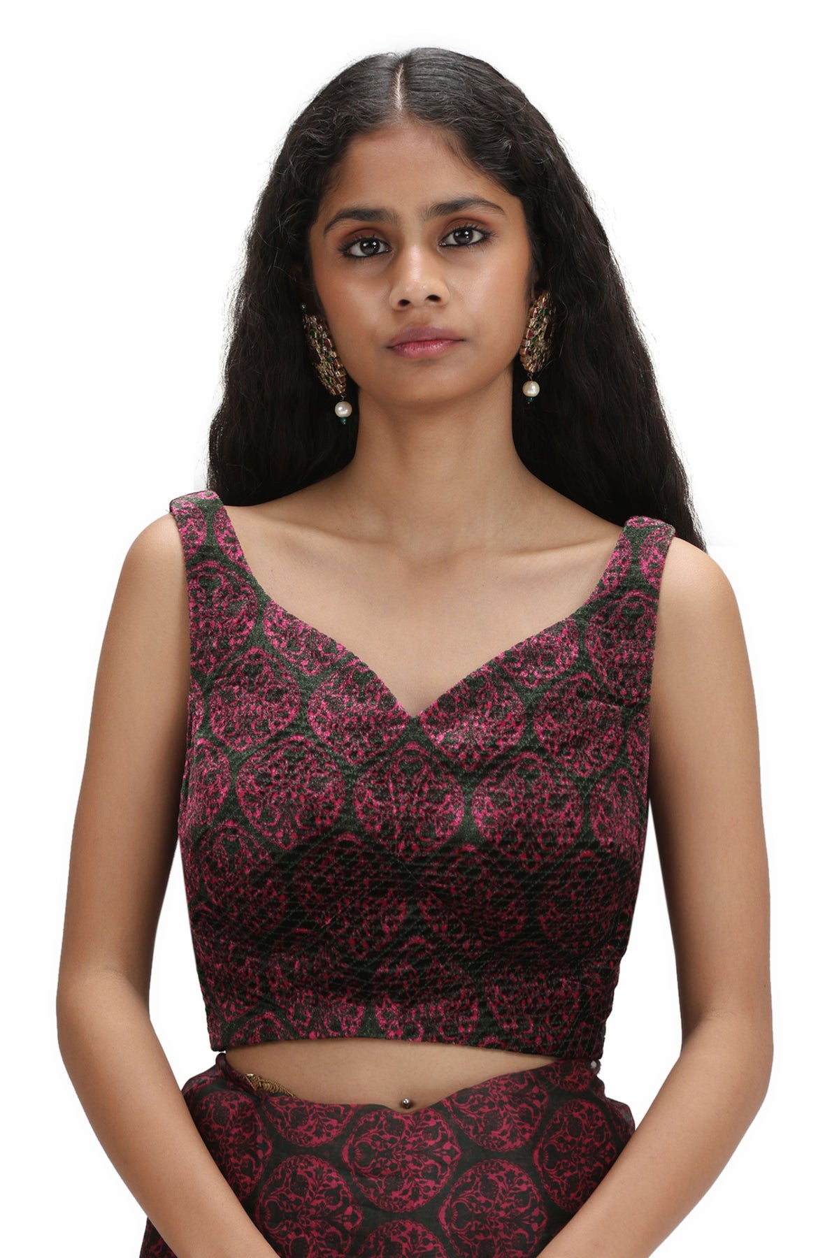 Lopamudra Printed Fuchsia Saree Set