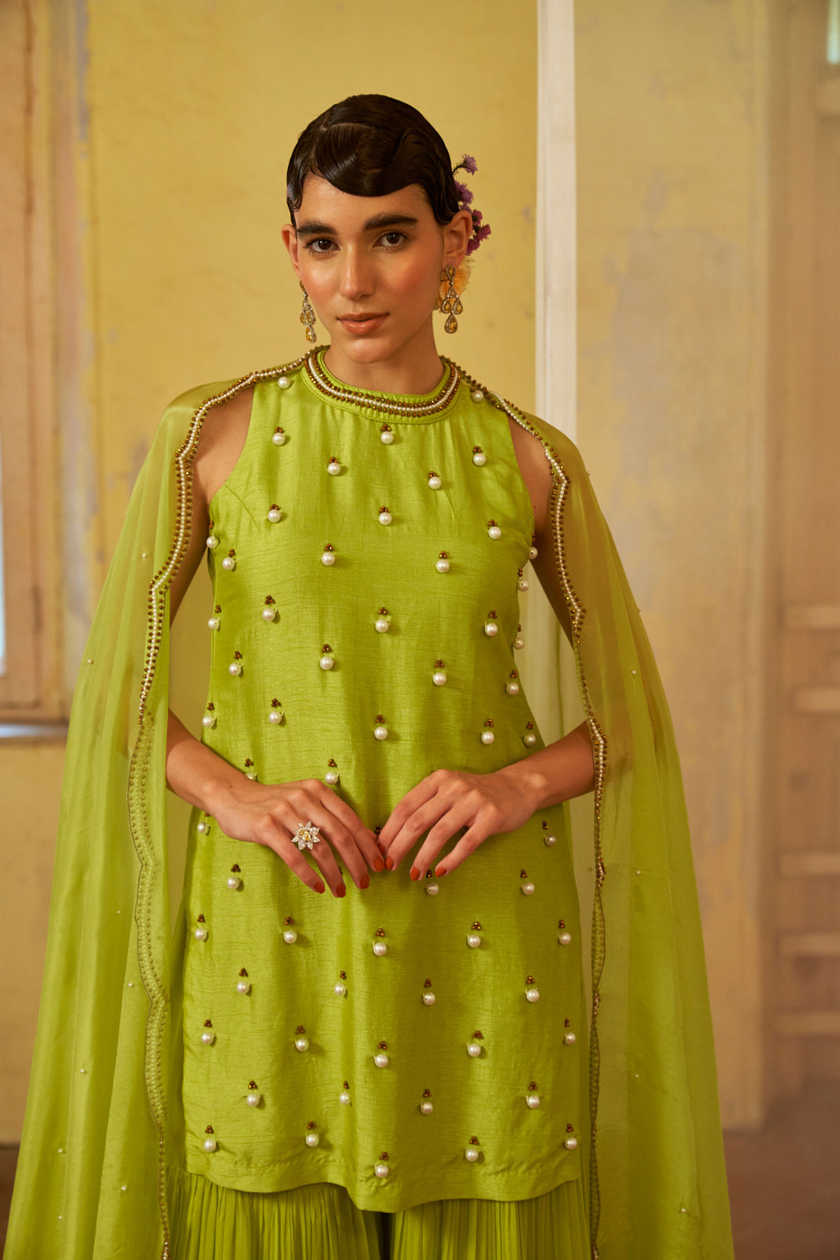 Luminous Lime Sharara Set