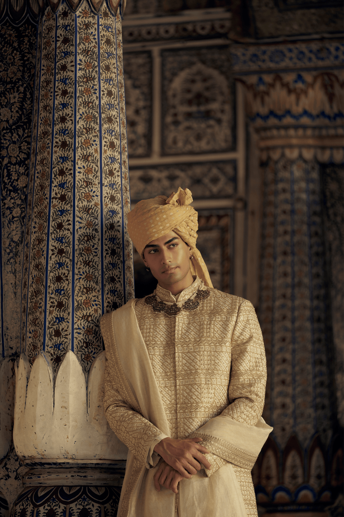 Gold Sherwani With Kurta Set