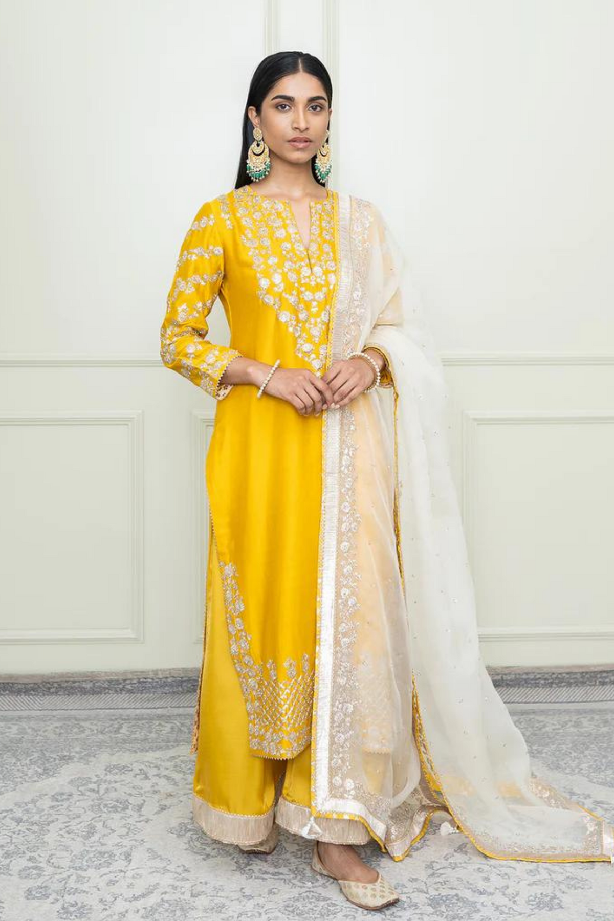 Glaze mustard long kurta set