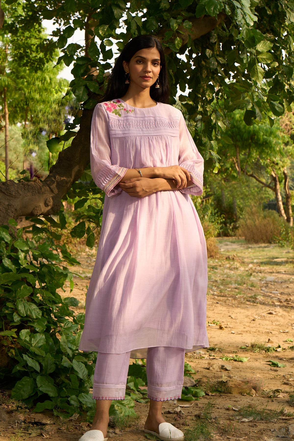 Pleated Kurta Pant Set