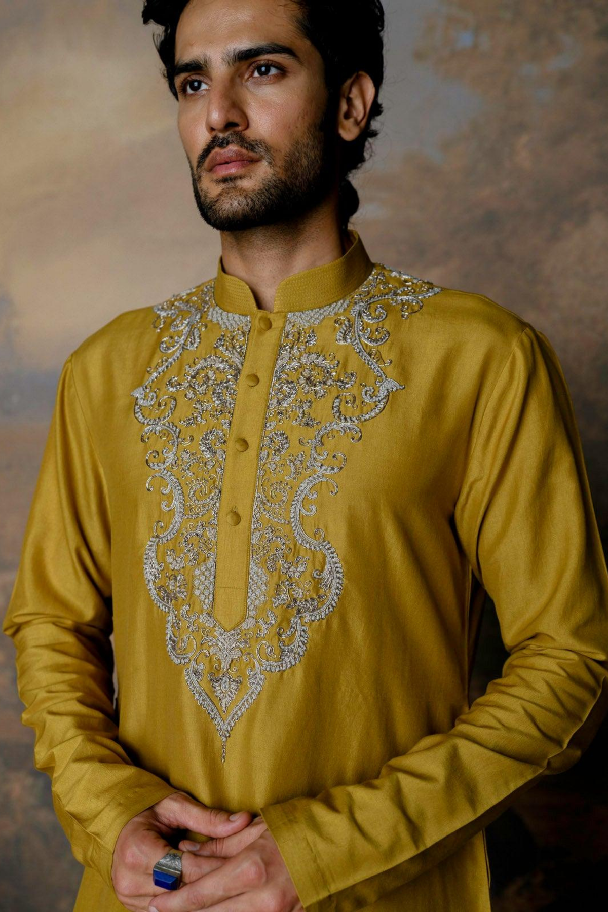 Mustard Kurta With Dhoti