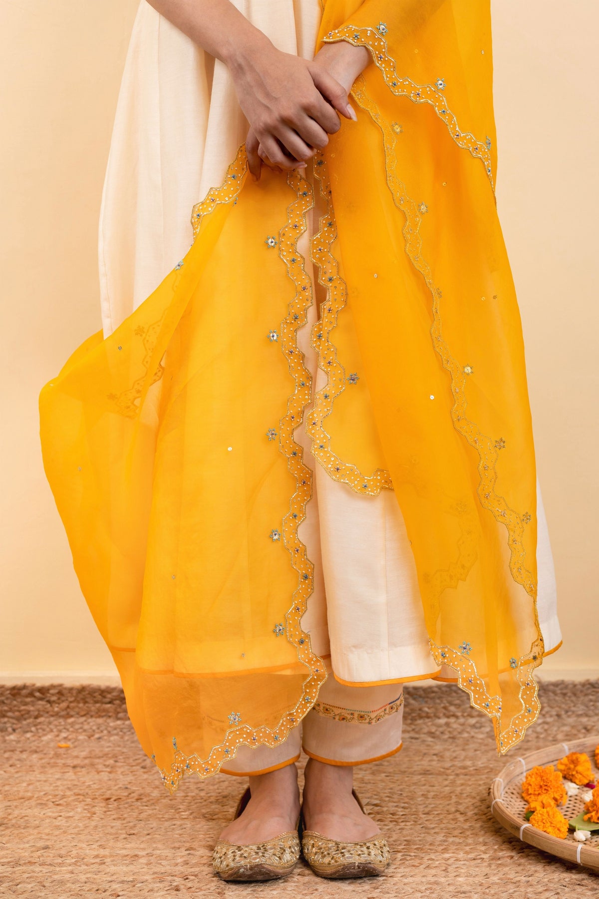 Yellow Kira Anarkali Set