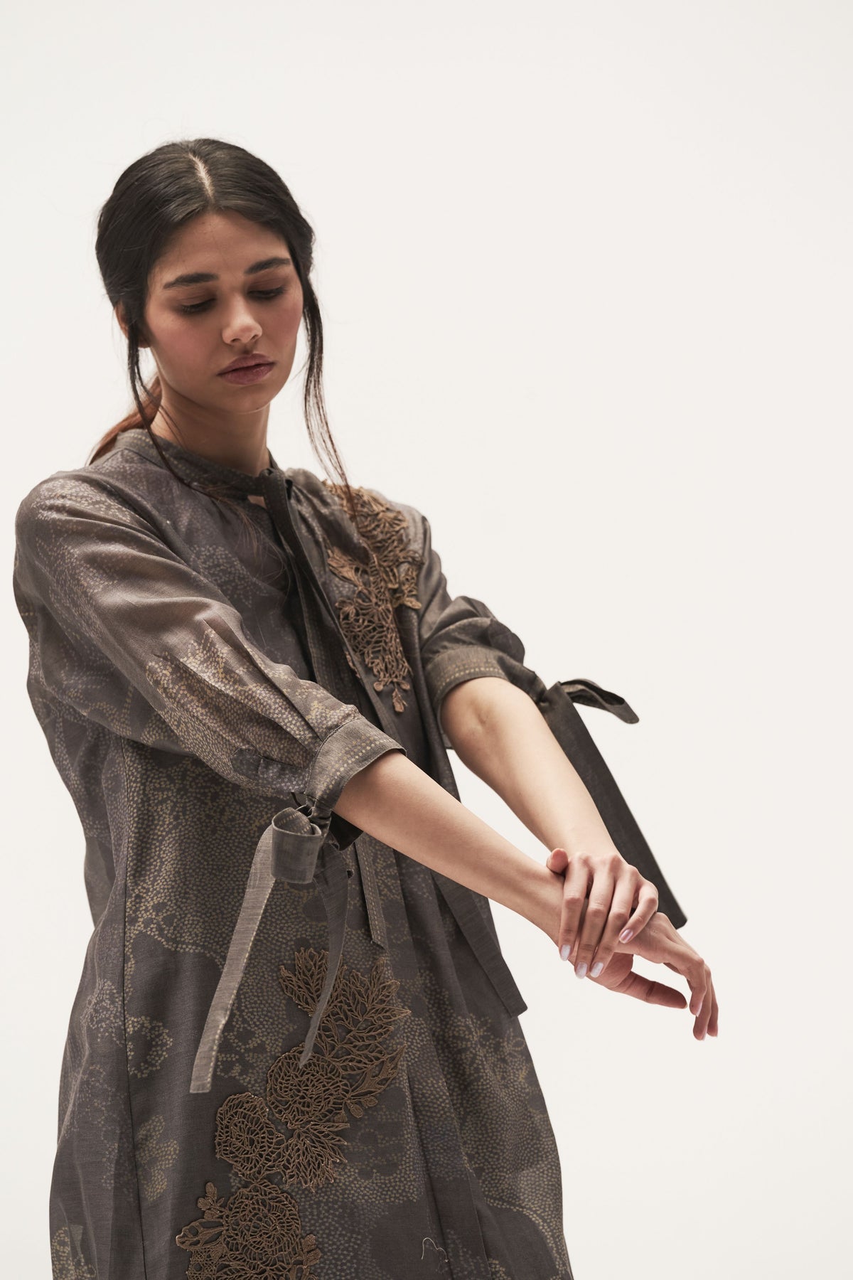 Botanical Long Shirt Knotted Tunic