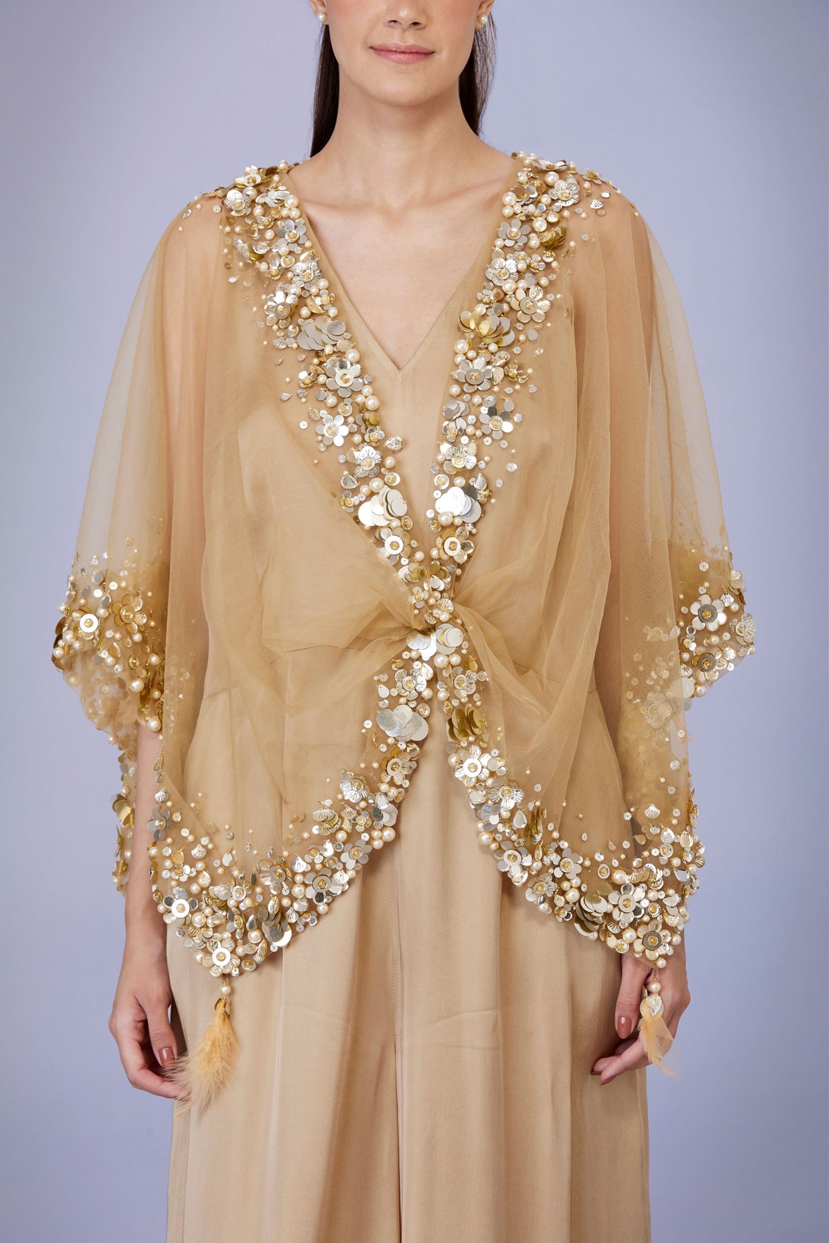 Light Gold Jumpsuit With Kaftan